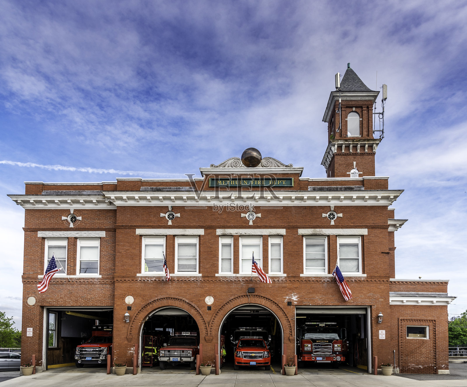 马塞诸塞州梅休恩中央消防站和总部照片摄影图片