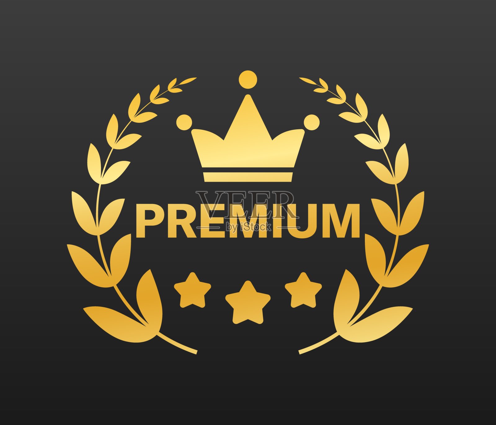 高级黄金图标。皇冠图标。平的风格。矢量图标插画图片素材