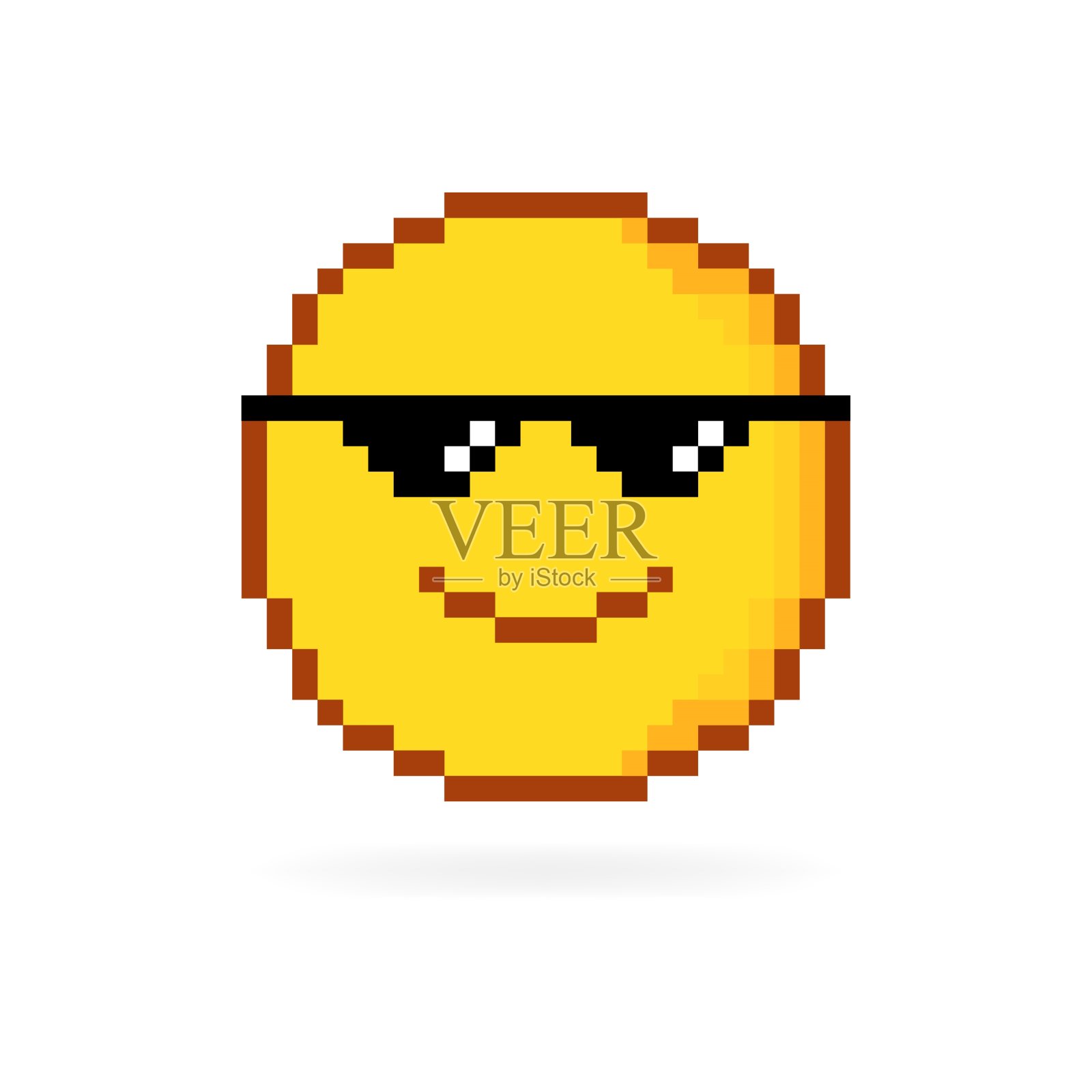 微笑表情图标。带眼镜的贴纸。平的风格。矢量图标插画图片素材