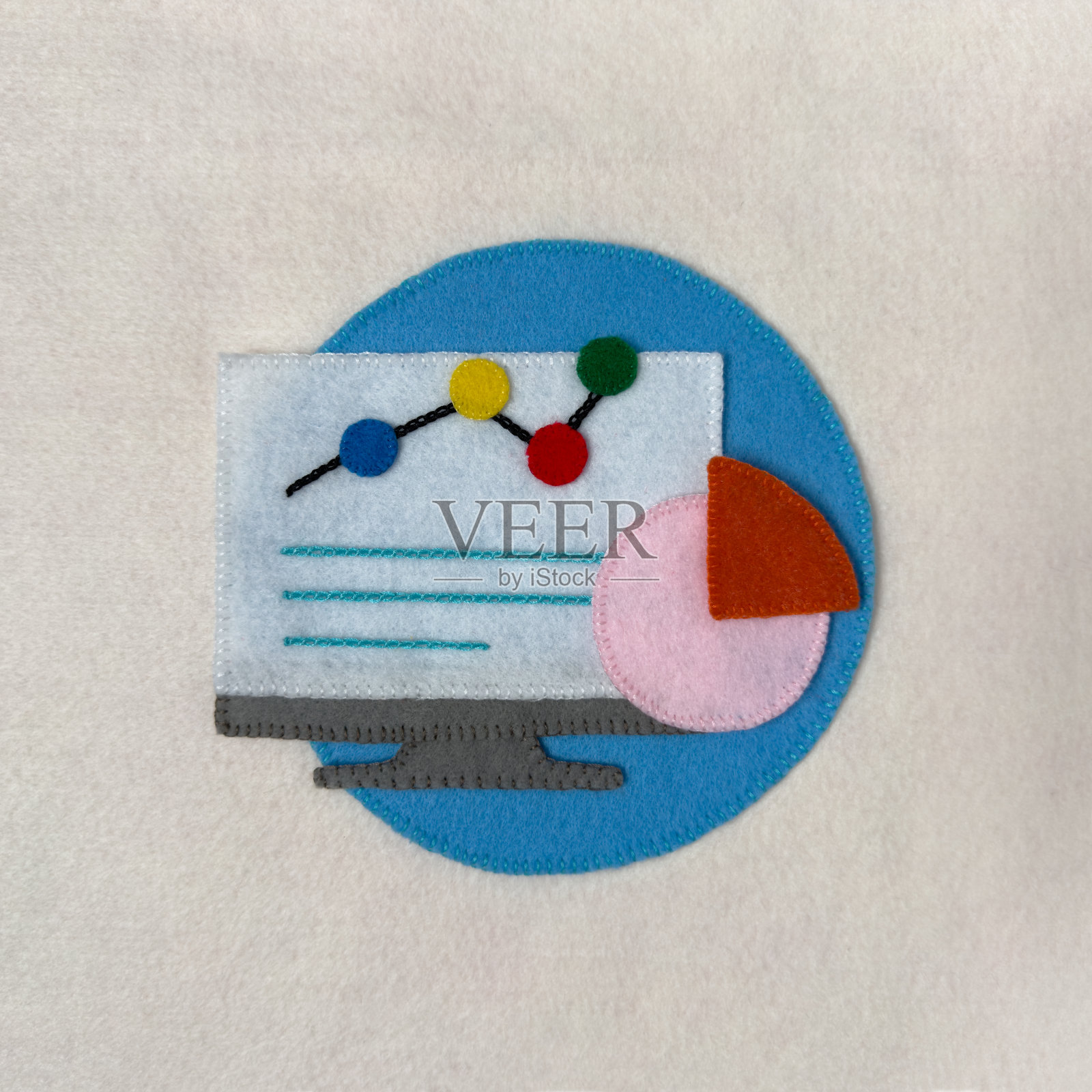 桌面显示器与信息图表，图表和图表手工毡照片摄影图片