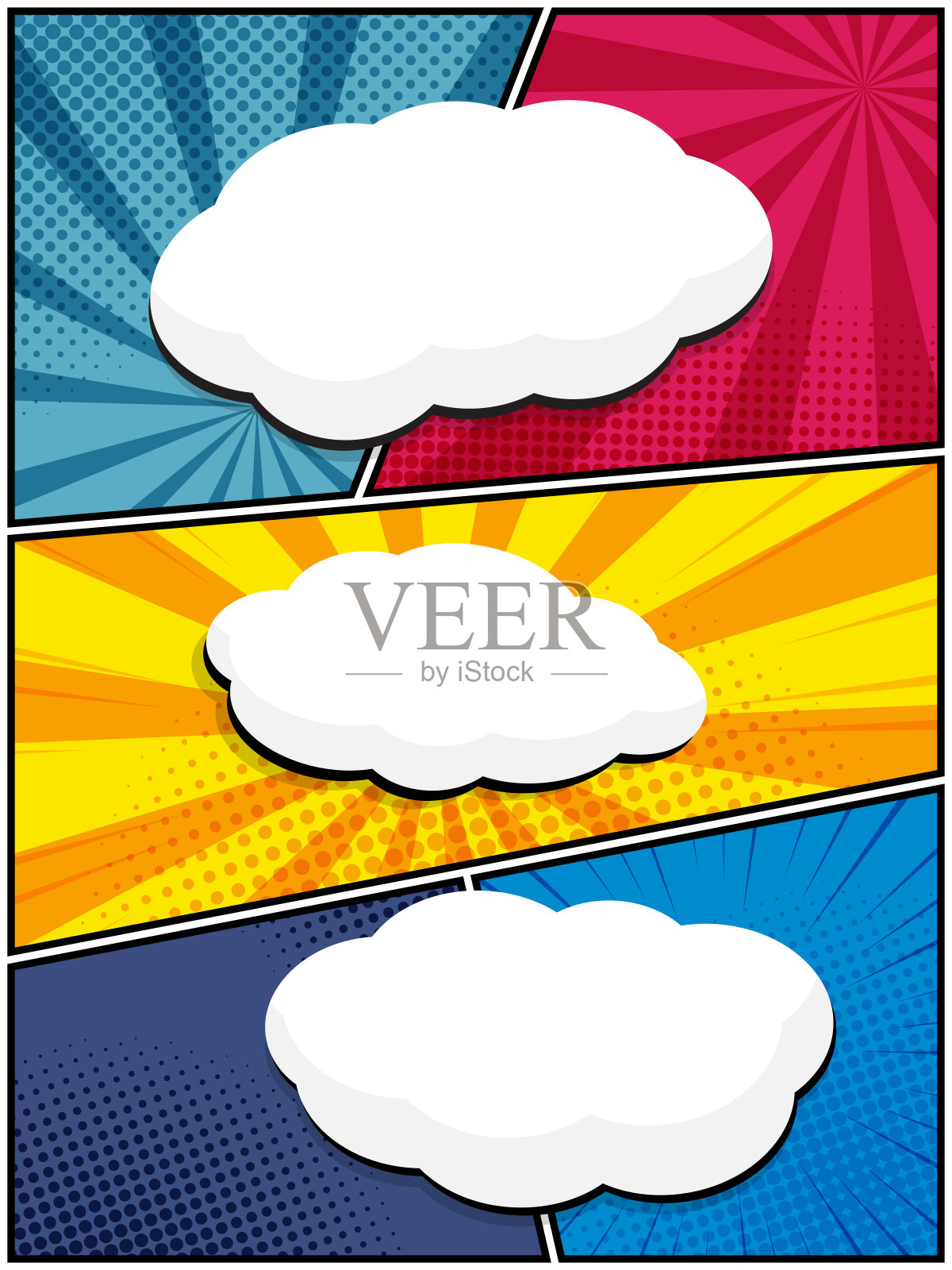 彩色漫画书，波普艺术漫画版式模板半色调虚线背景插画图片素材