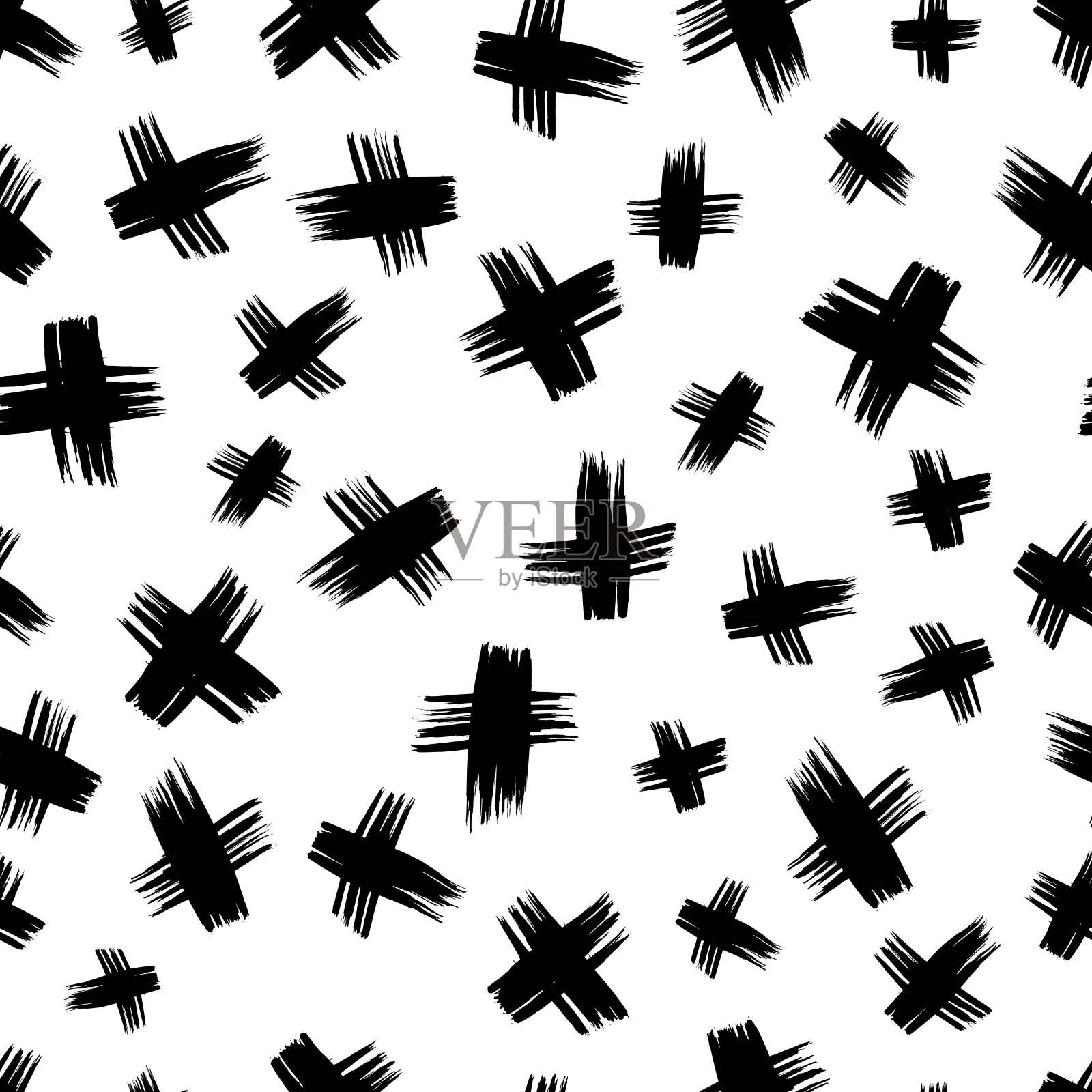 无缝图案与手绘交叉符号插画图片素材