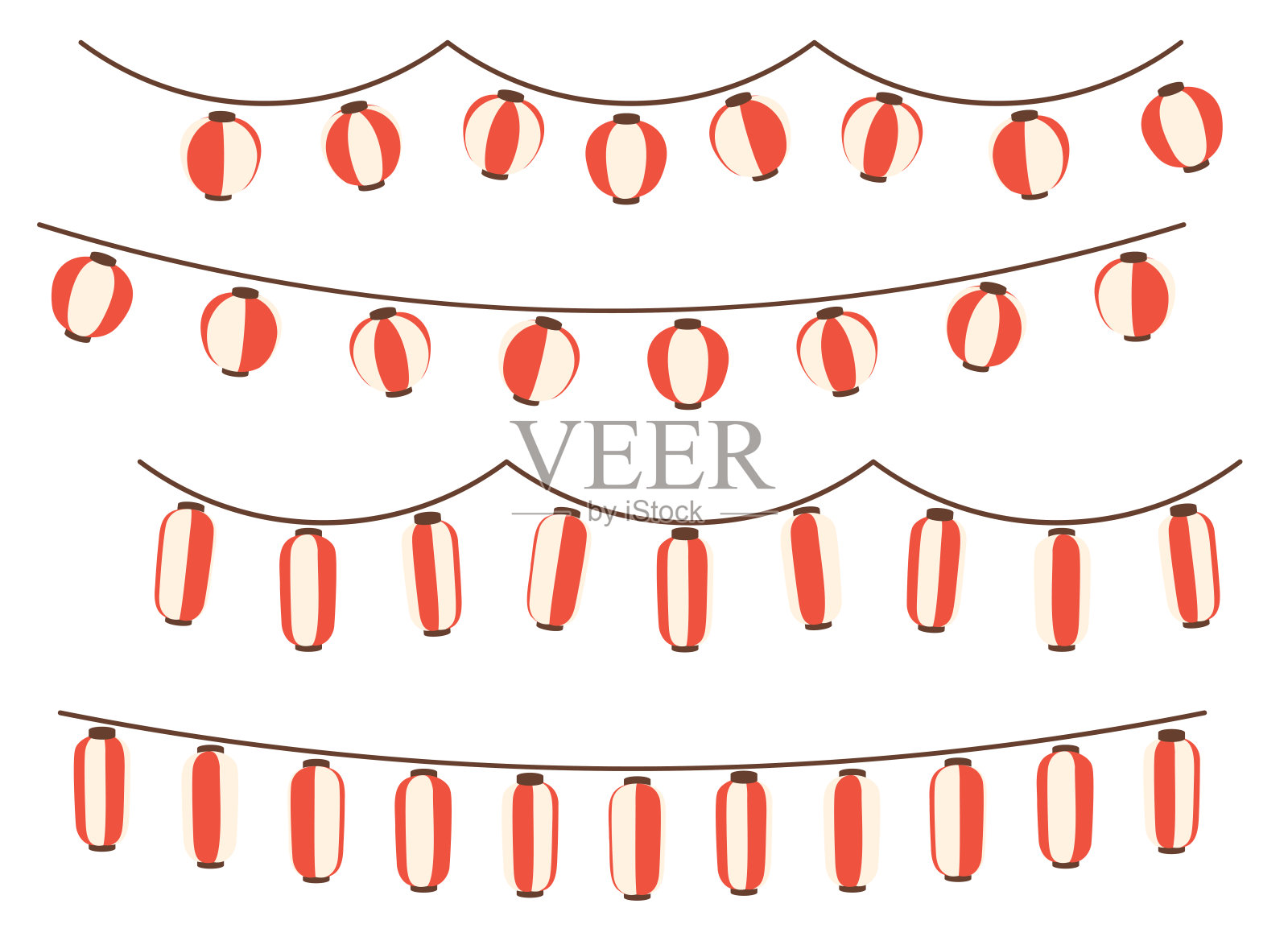 红白相间的节日灯笼插图插画图片素材