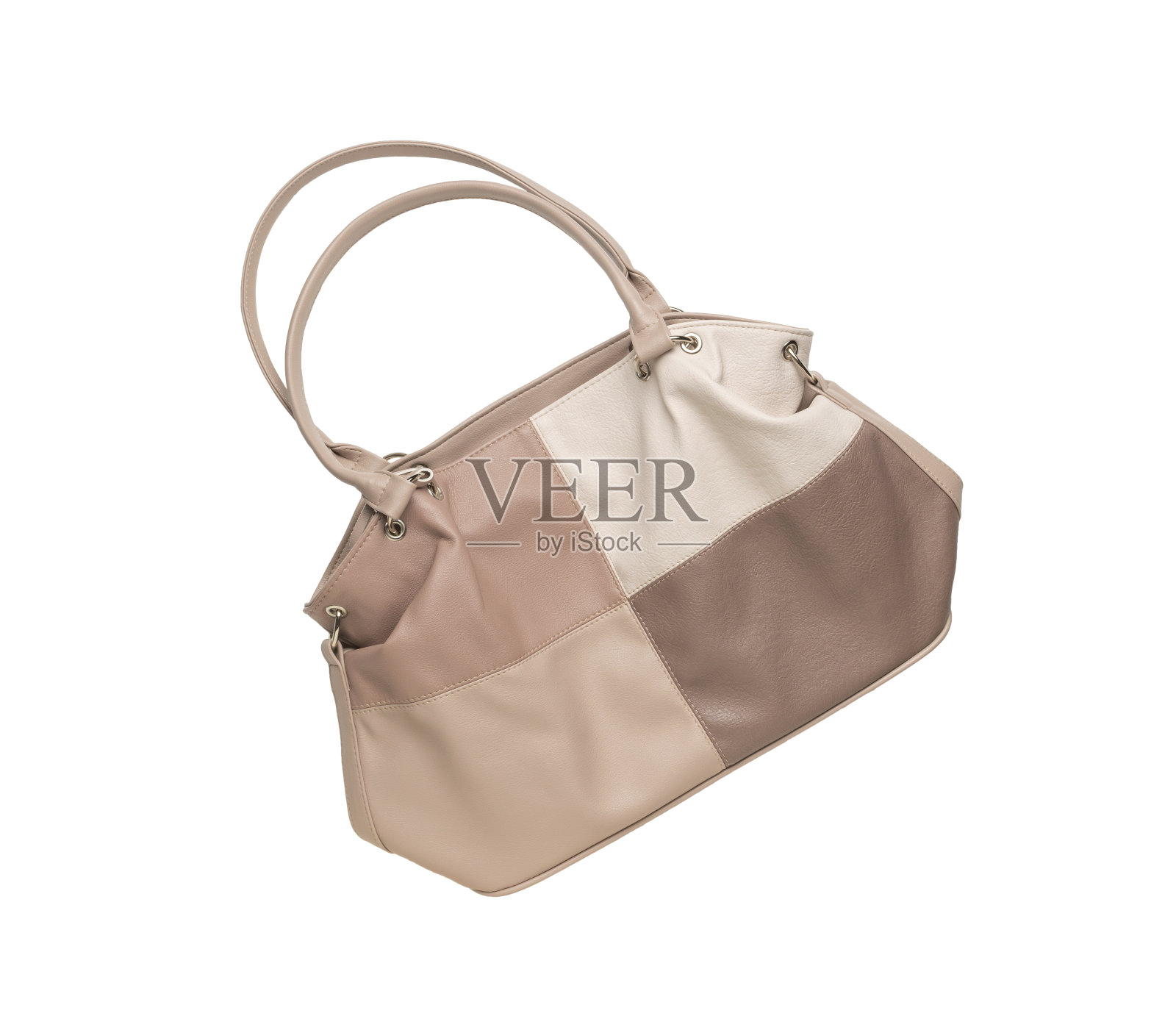 时尚的女性包由四种颜色孤立在一个白色的背景。照片摄影图片