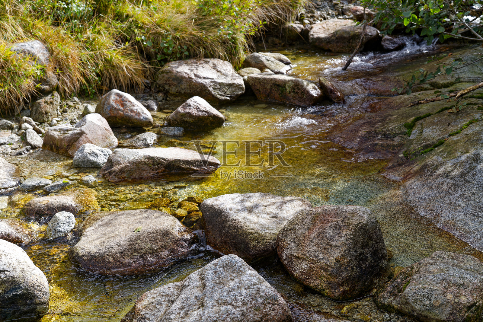 田园诗般的风景，乡村高山景观和瑞士阿尔卑斯山哈斯利塔尔的阿雷河。照片摄影图片