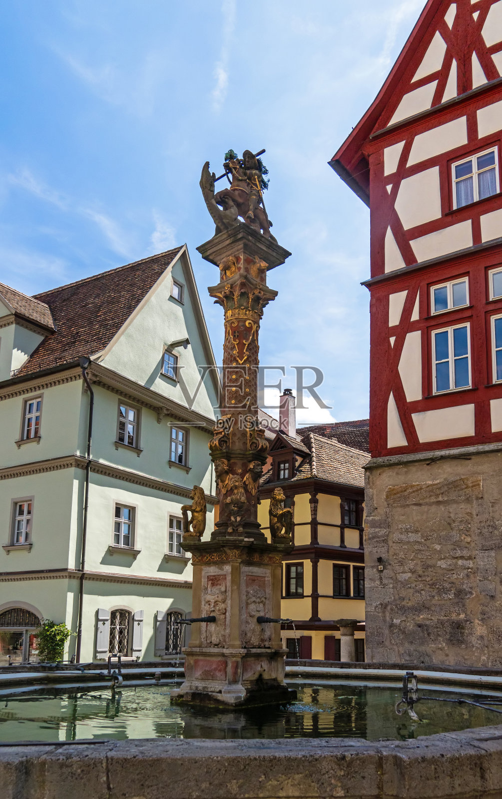 罗腾堡的喷泉照片摄影图片