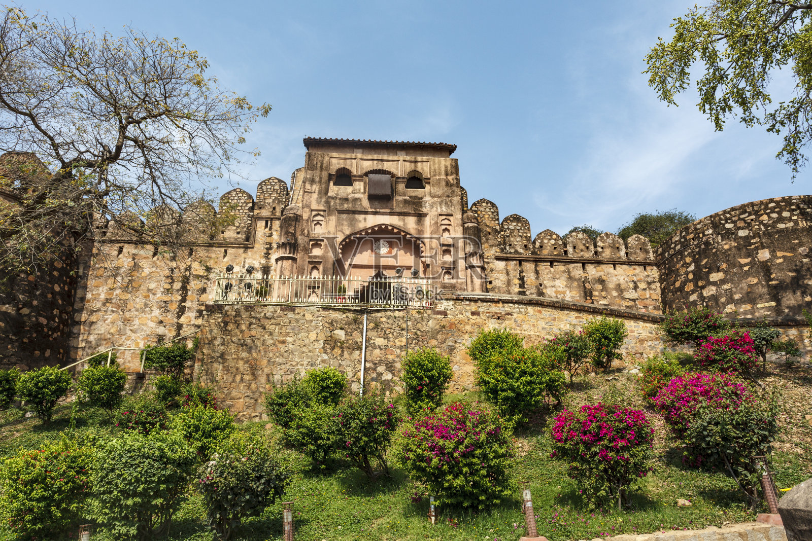 印度，亚洲，北方邦，布德尔坎德邦，Jhansi的Jhansi堡垒立面照片摄影图片