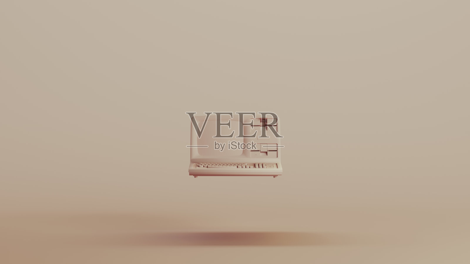 复古台式电脑键盘技术中性背景柔和色调米色棕色背景照片摄影图片
