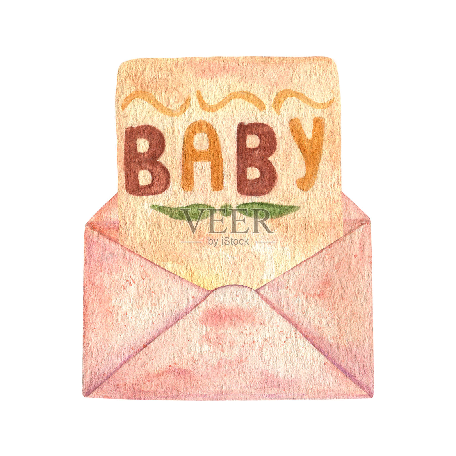 隐蔽用字母水彩插图，儿童插画图片素材