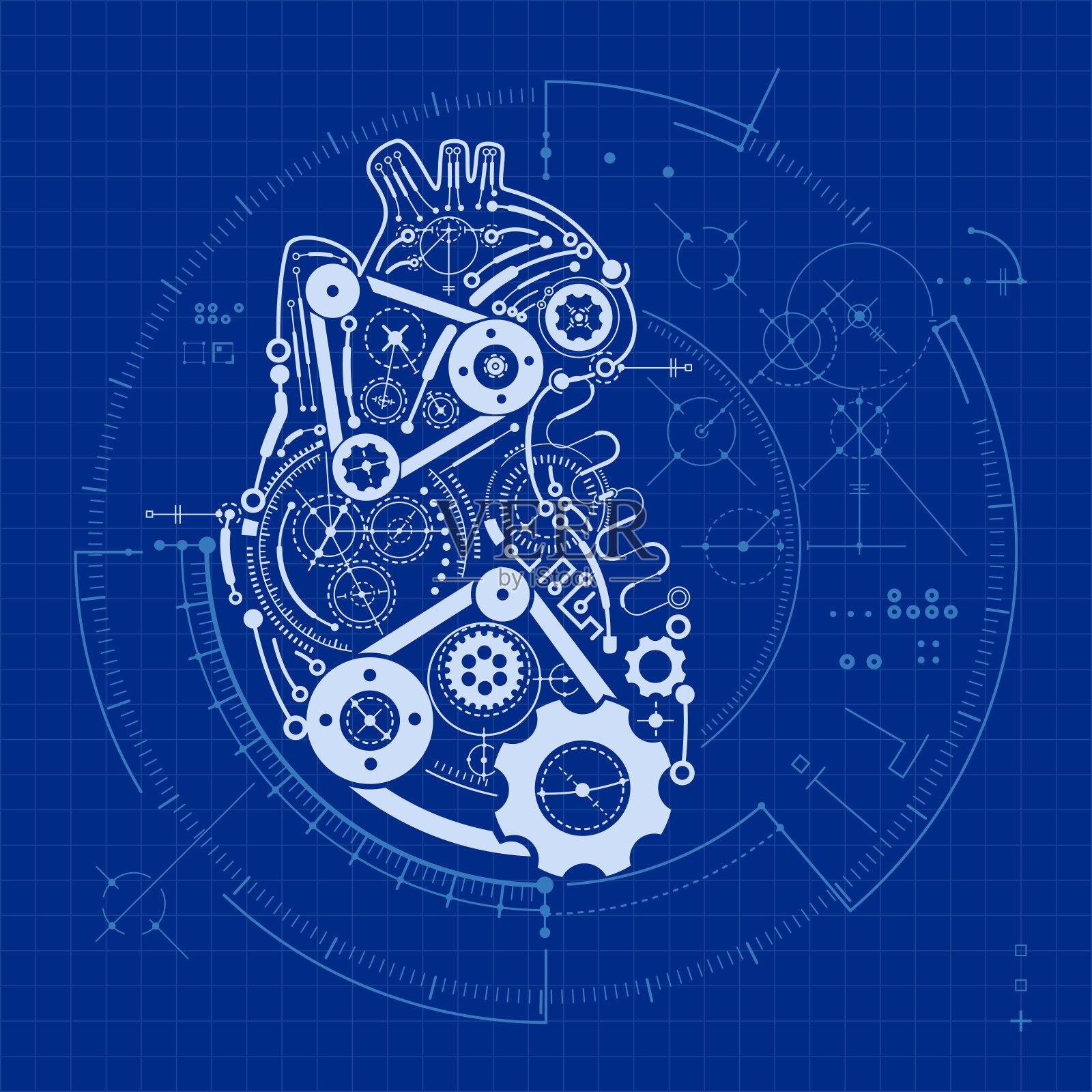 心脏蓝图插画图片素材