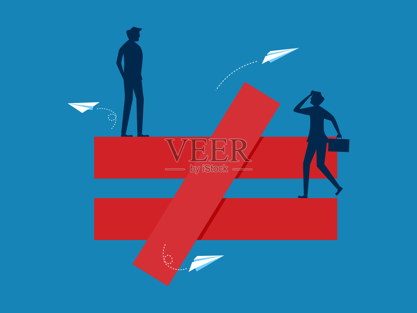 歧视。两个不平等的商人还是冤枉的插画图片素材