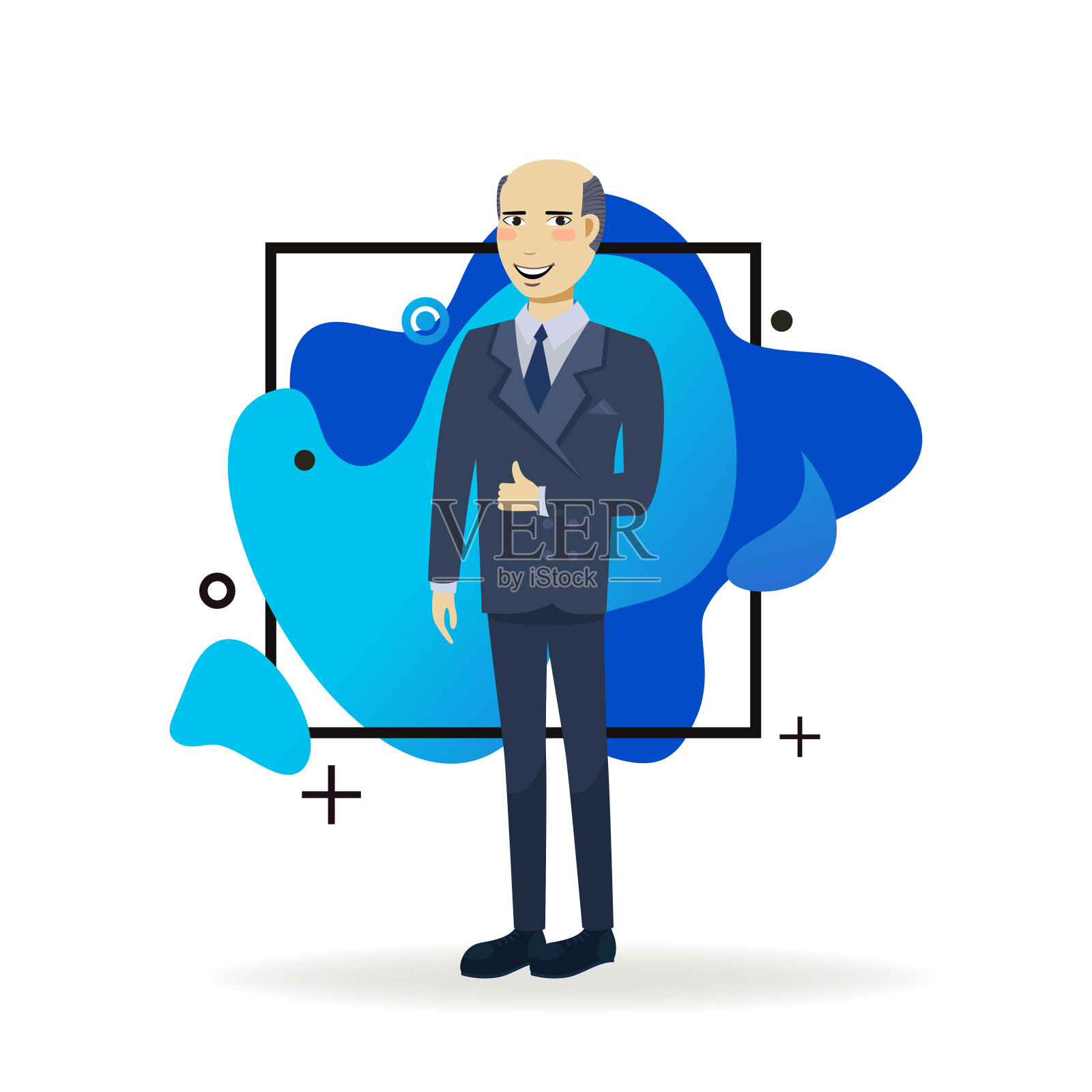 微笑的亚洲商人竖起大拇指插画图片素材