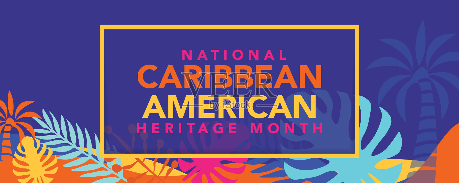 六月是全国加勒比裔美国人传统月。节日的概念。模板的背景，横幅，卡片，海报与文字铭文。矢量EPS10插图插画图片素材