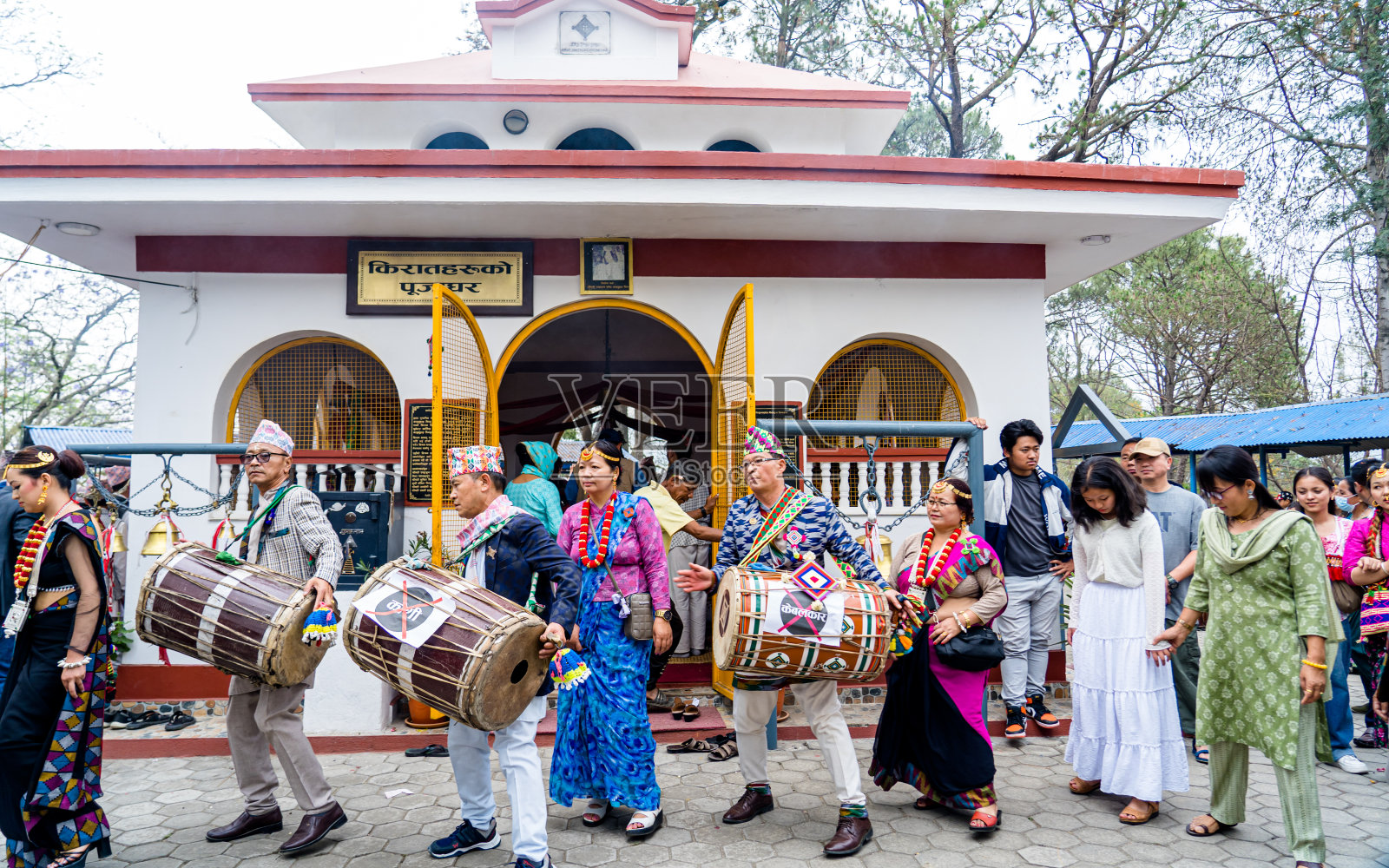 在加德满都,基拉特社区正在庆祝Sakela Ubhauli节照片摄影图片