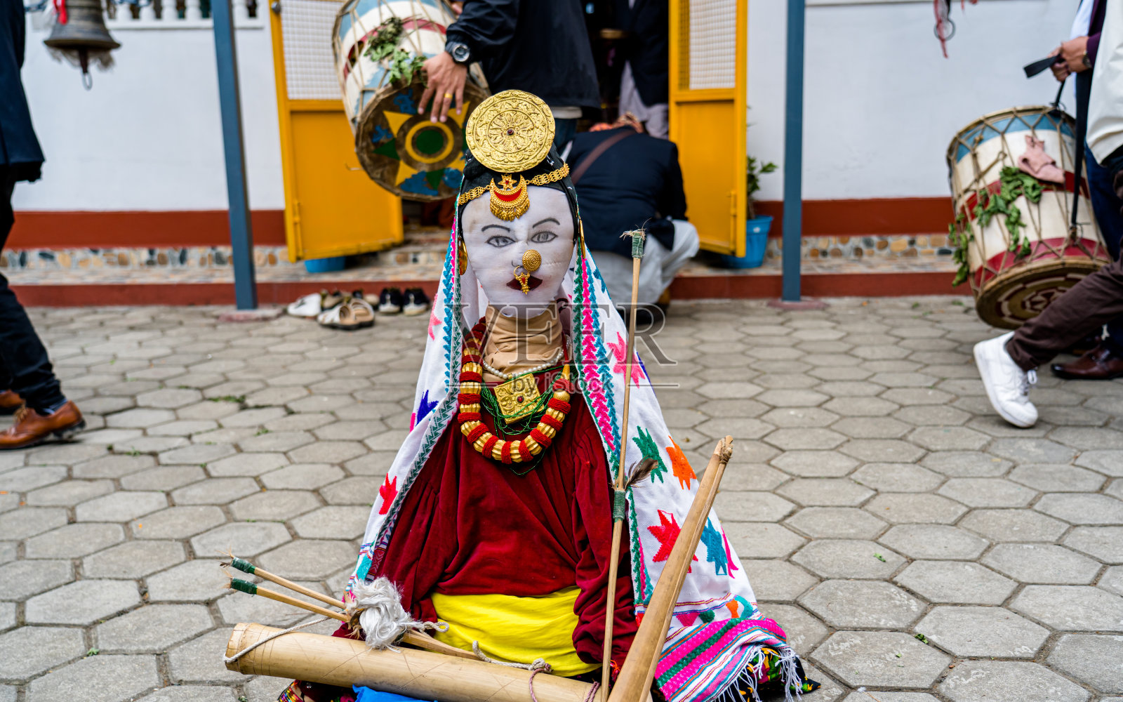 在加德满都,基拉特社区正在庆祝Sakela Ubhauli节照片摄影图片