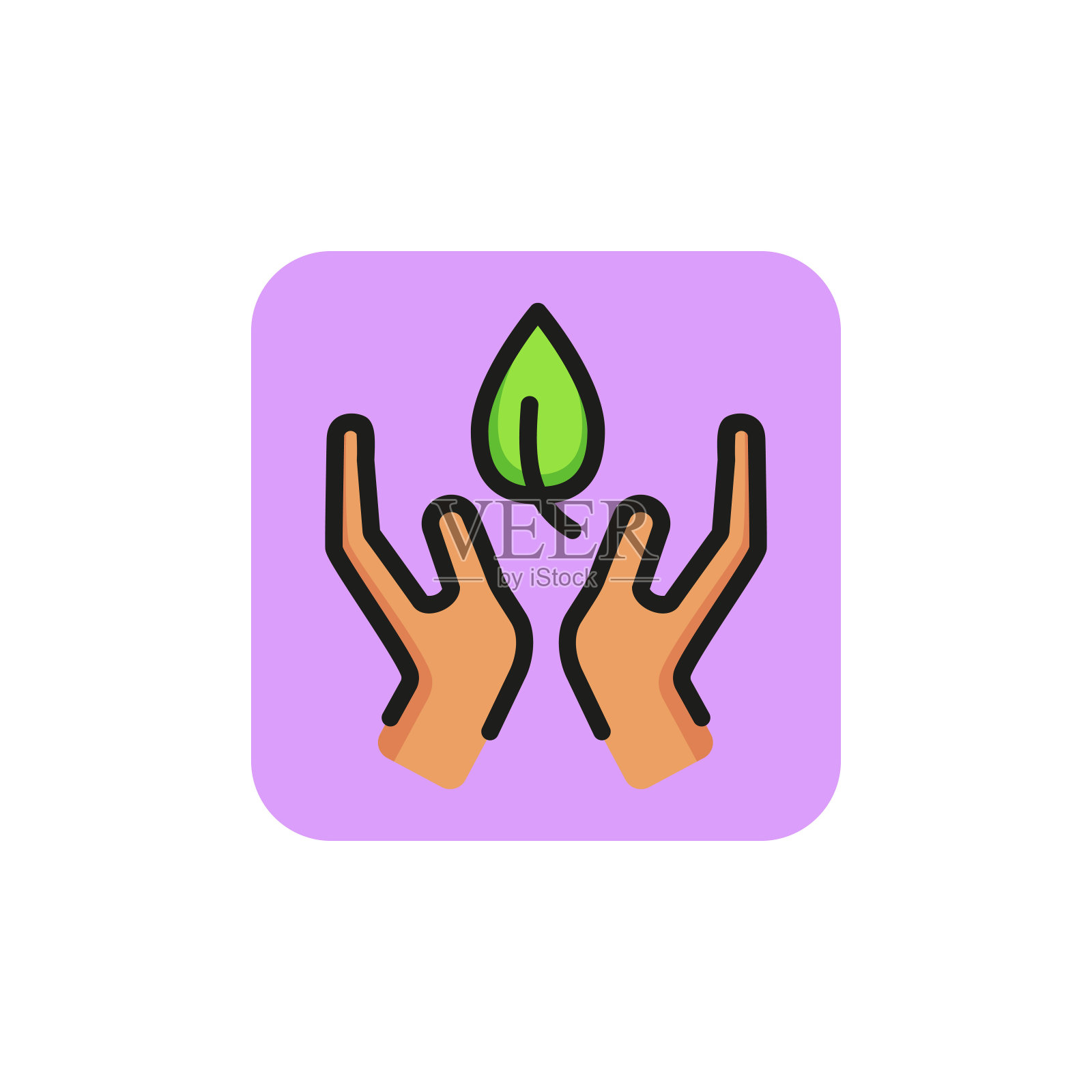 两只手握着叶线图标插画图片素材