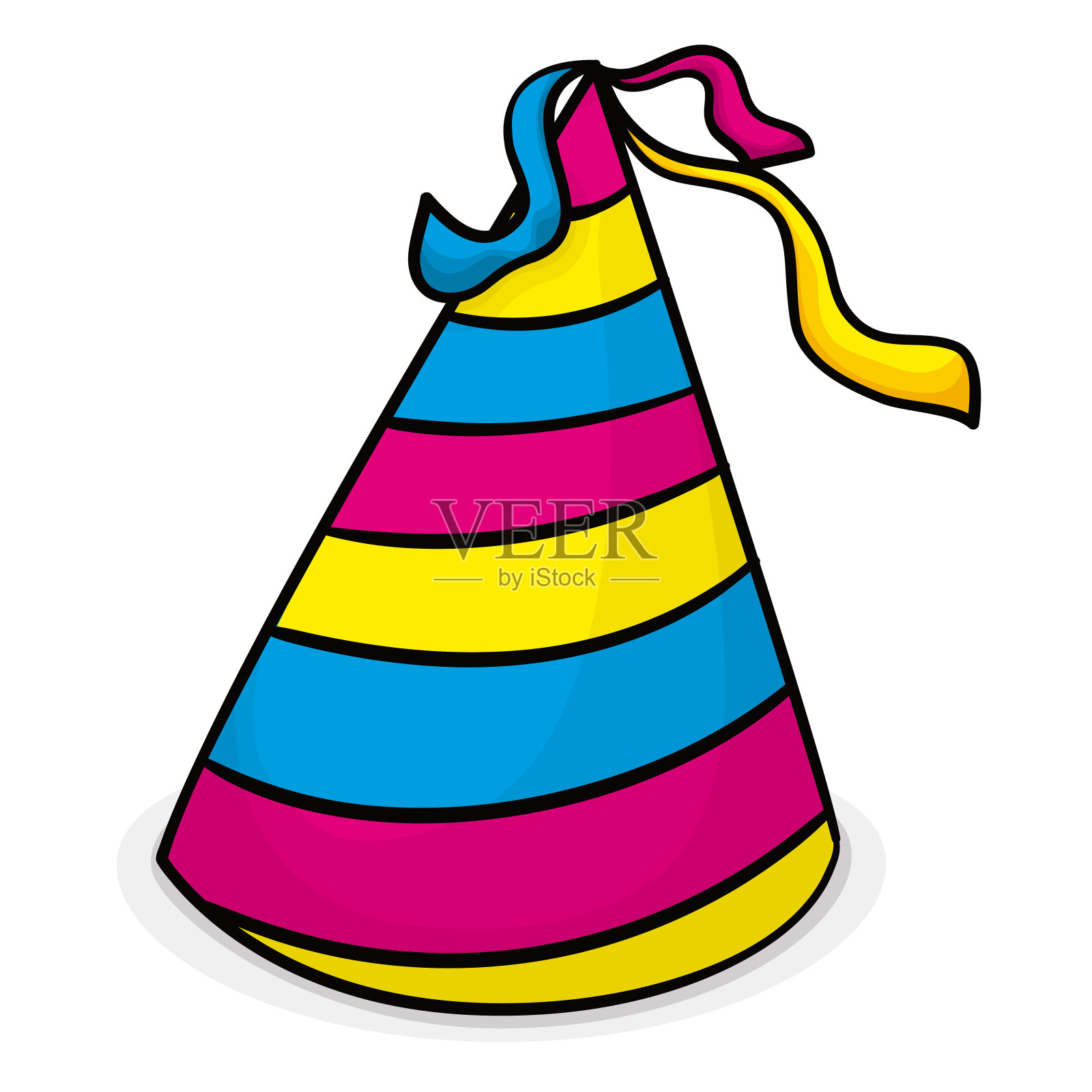 卡通风格的彩色条纹派对帽插画图片素材