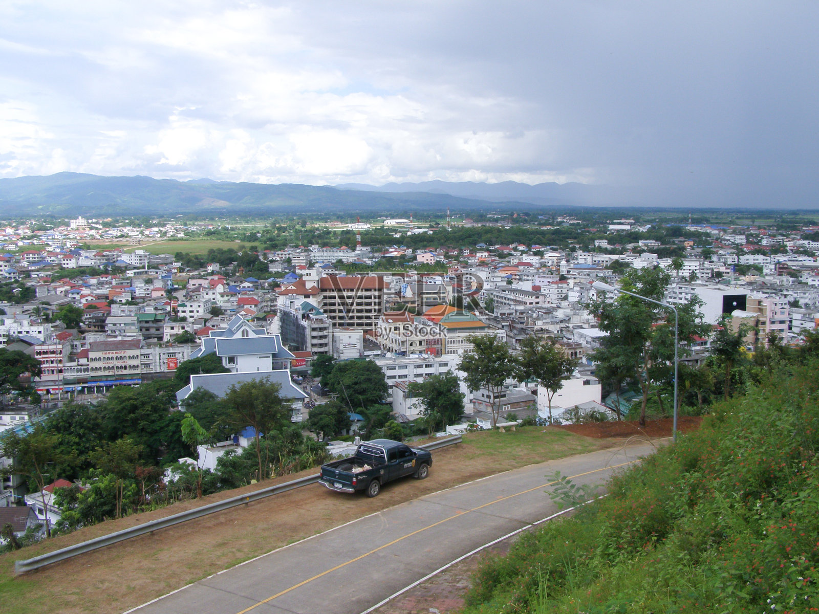 大其力城鸟瞰图。照片摄影图片