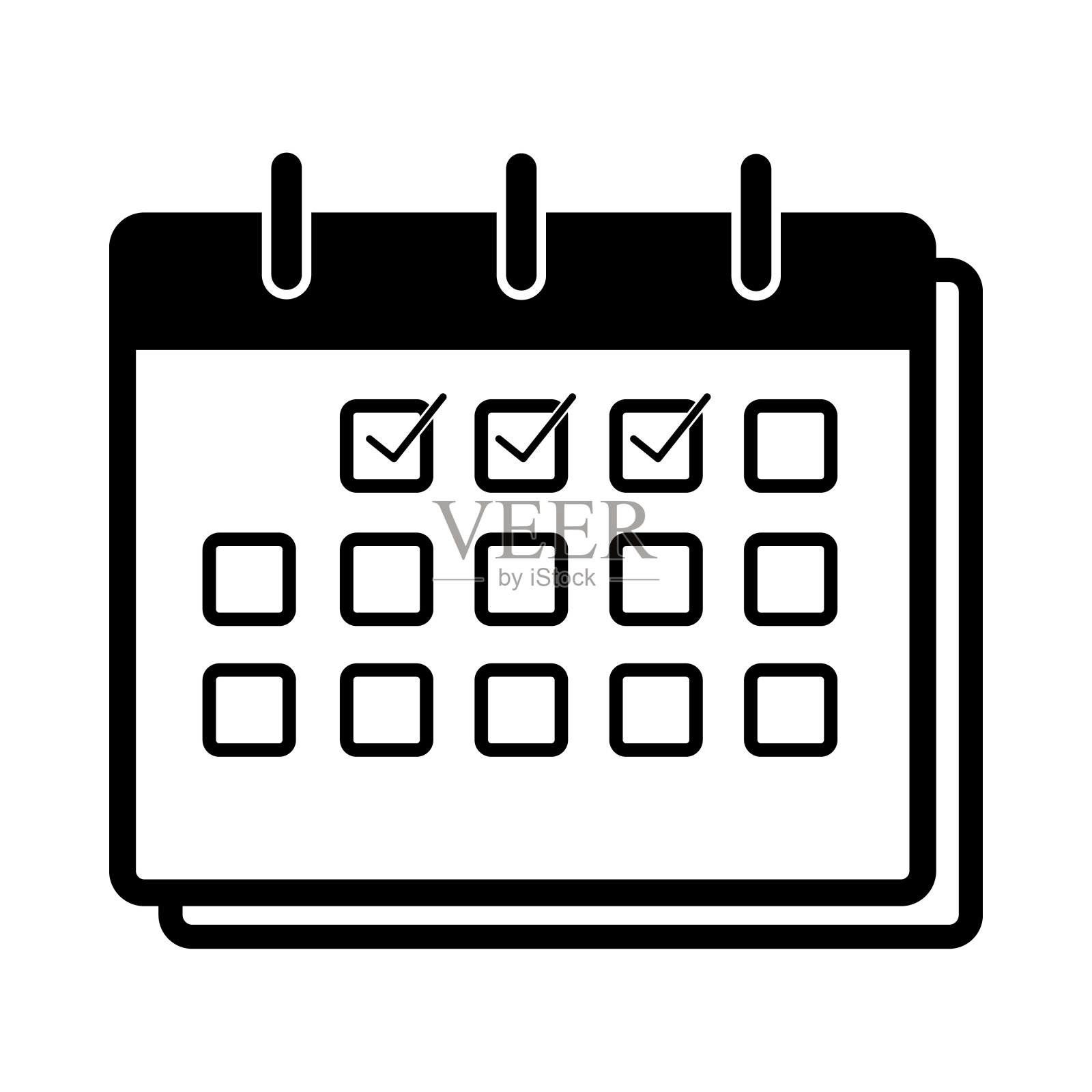 简单的平面设计日历线图标。预约时间表和共同工作的概念插画图片素材