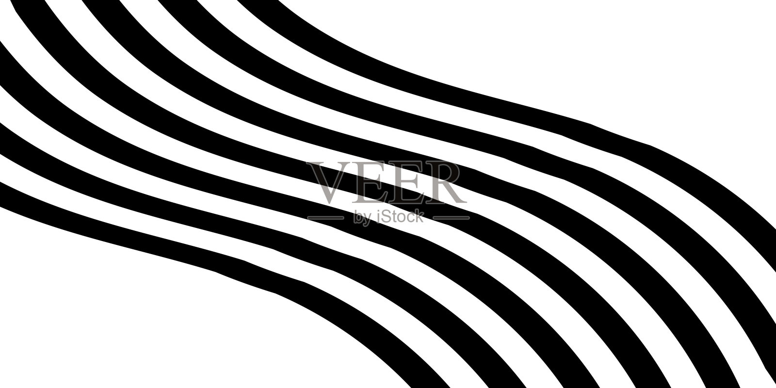 黑白抽象透视波线条纹插画图片素材