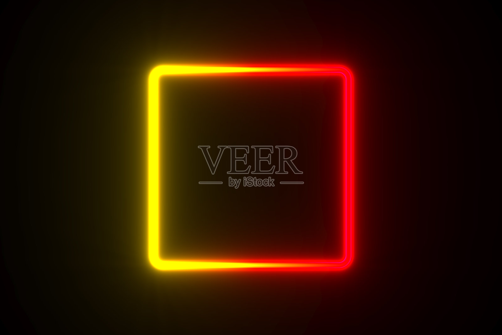 黑色背景的霓虹灯广场。3D插图渲染照片摄影图片