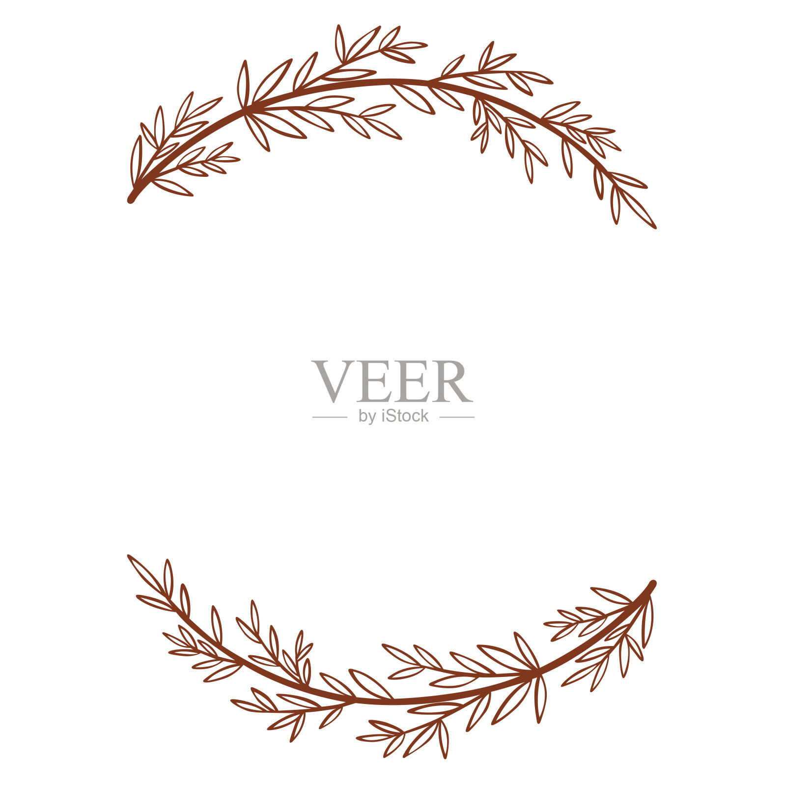 抽象红色植物束叶花环插图装饰复古风格，花园和自然的概念。插画图片素材