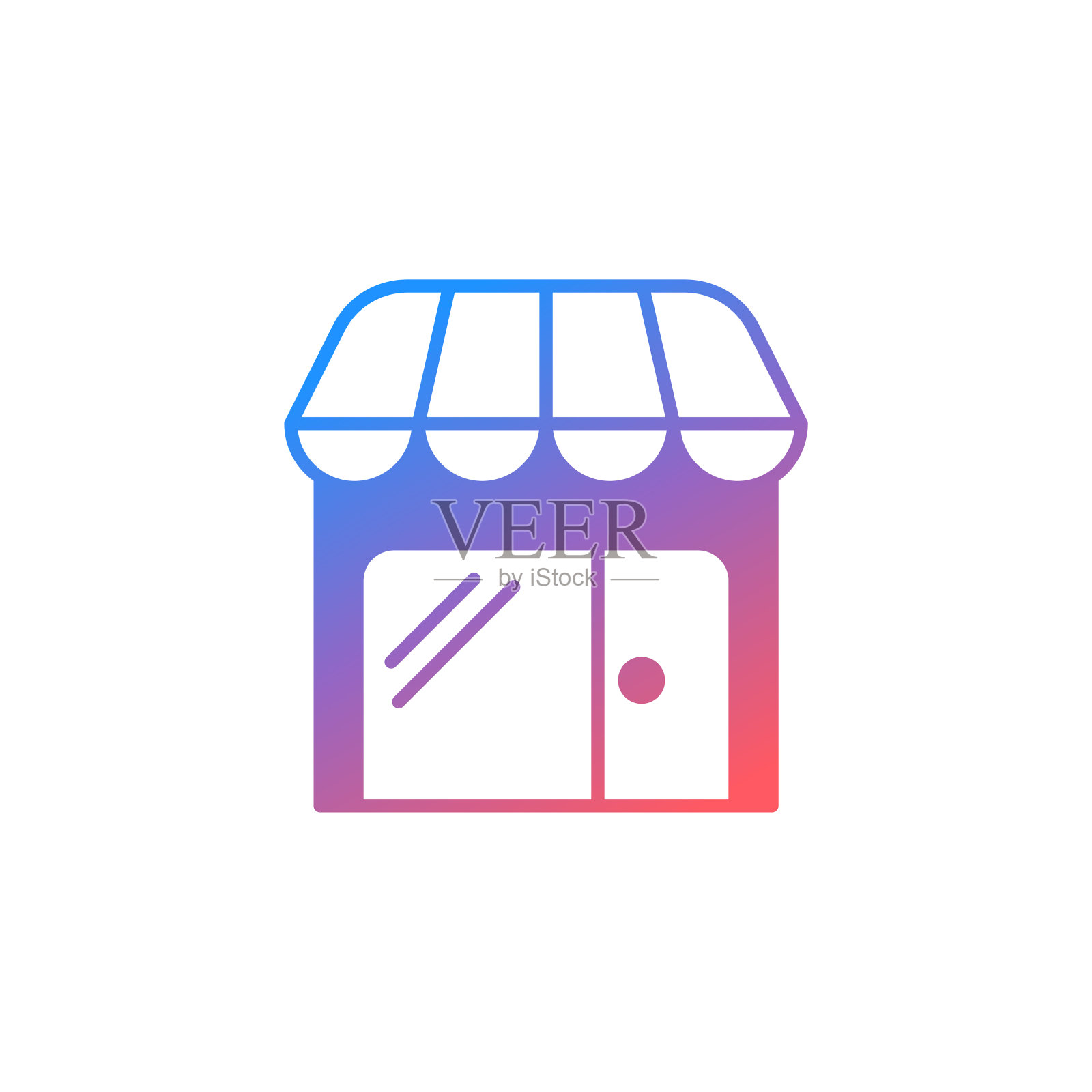 白色背景上的便利店渐变图标设计。这个黑色的平面图标适用于信息图表、网页、移动应用程序、UI、UX和GUI设计。插画图片素材