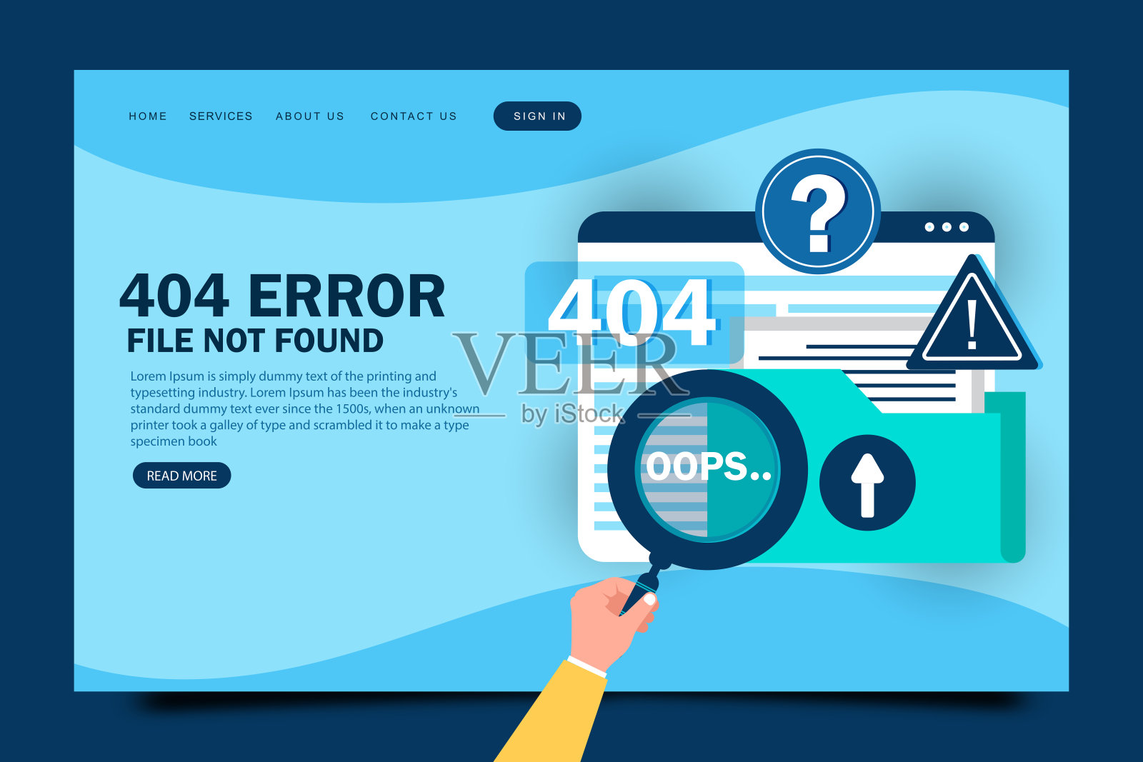 404错误页面或文件未找到网页设计插画图片素材