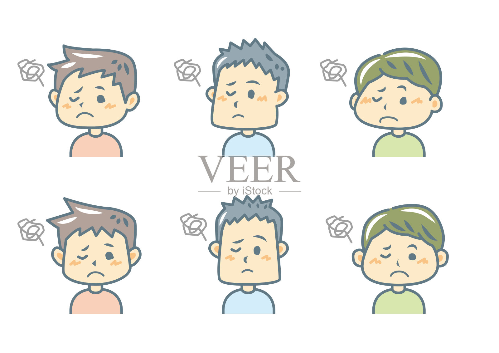 简单的面部表情插图集插画图片素材