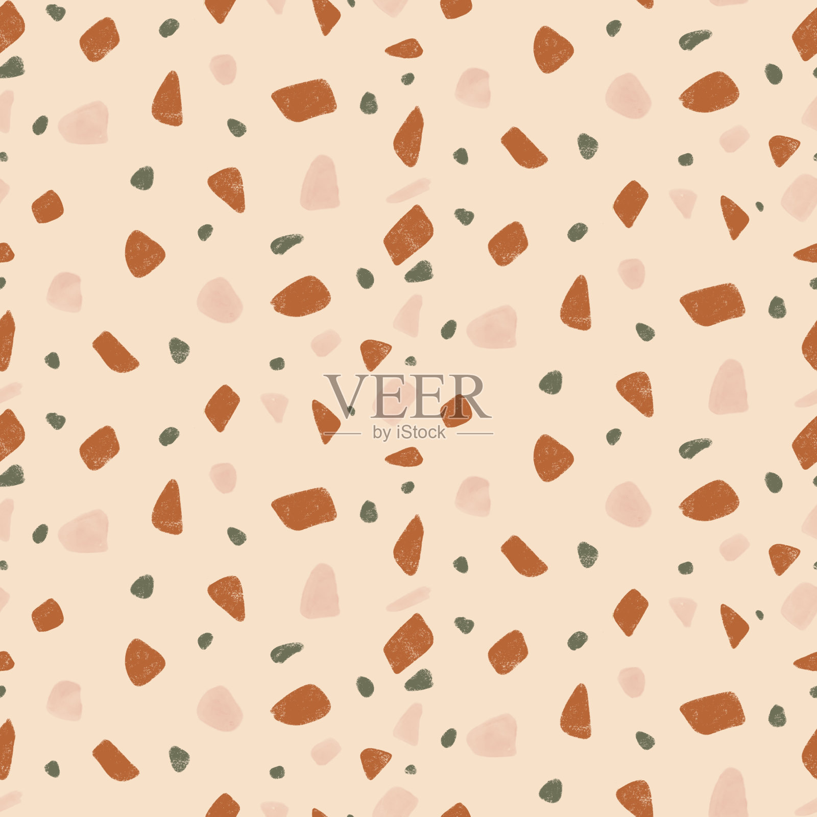 粉彩水磨石芯片在大地色调无缝图案插画图片素材