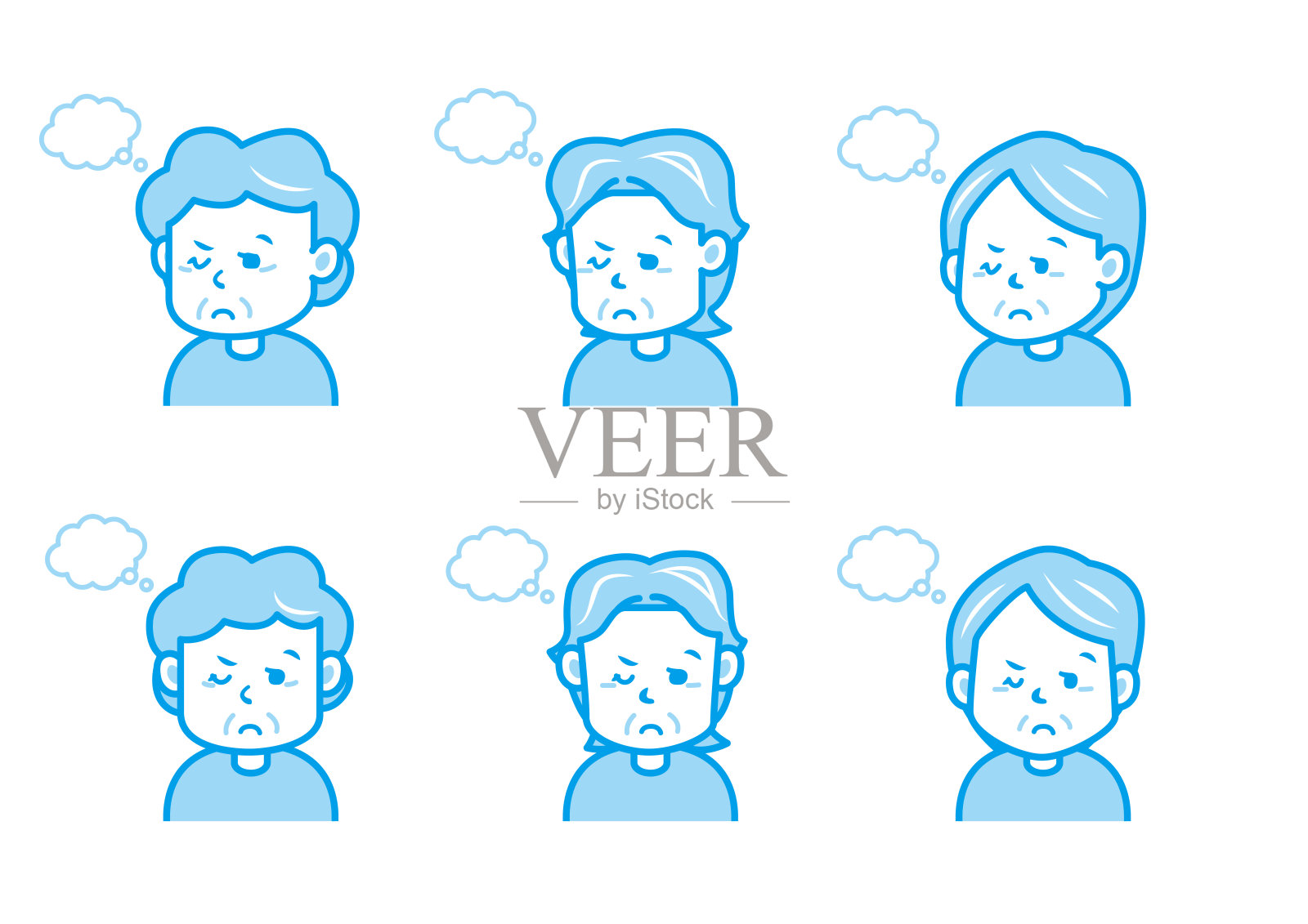 简单的面部表情插图集1色插画图片素材