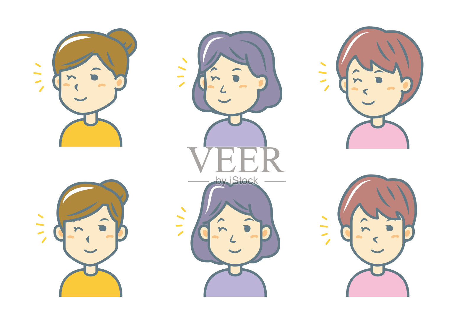 简单的面部表情插图集插画图片素材