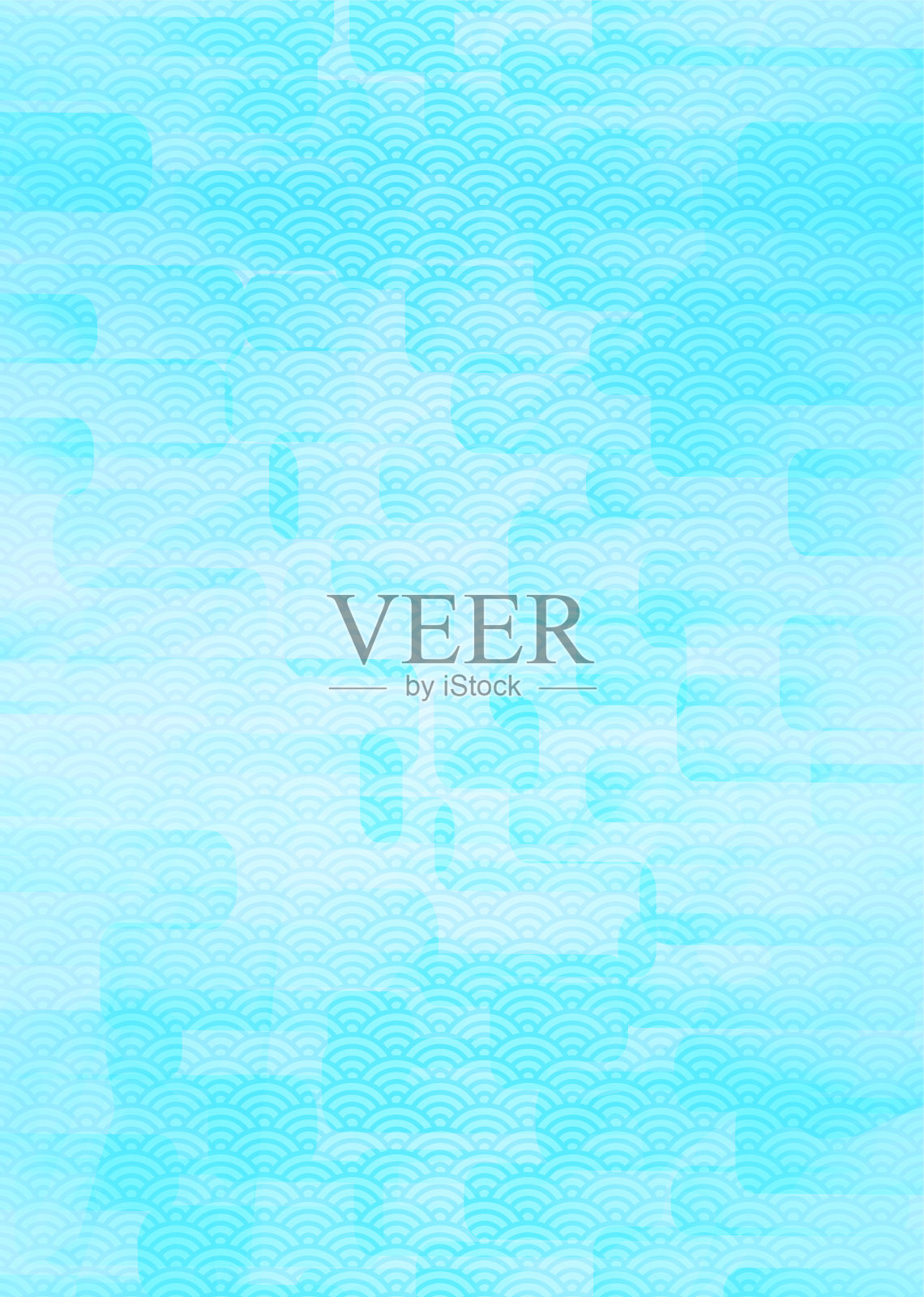 蓝色海浪模式。蓝色渐变背景插图。日本模式。插画图片素材