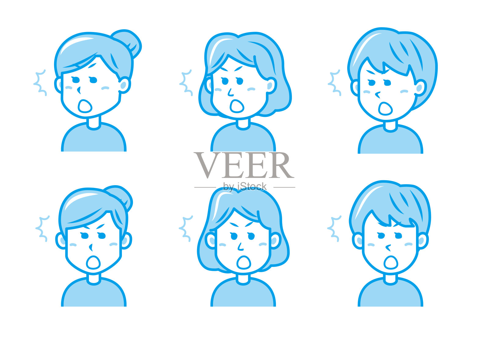 简单的面部表情插图集1色插画图片素材