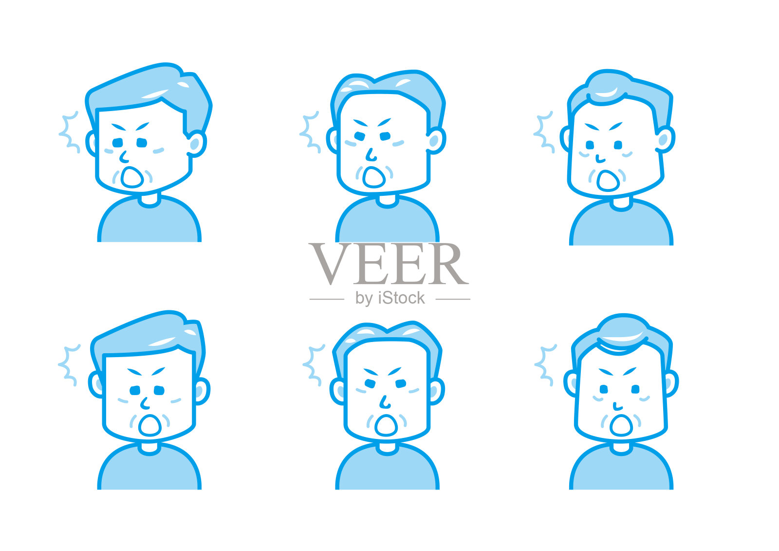 简单的面部表情插图集1色插画图片素材