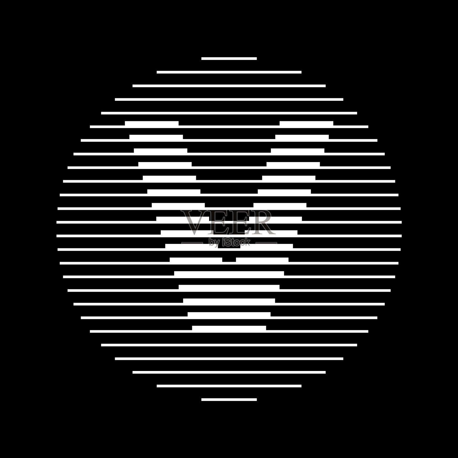 V字母标志圆形圆线抽象光学错觉条纹半色调符号图标插画图片素材