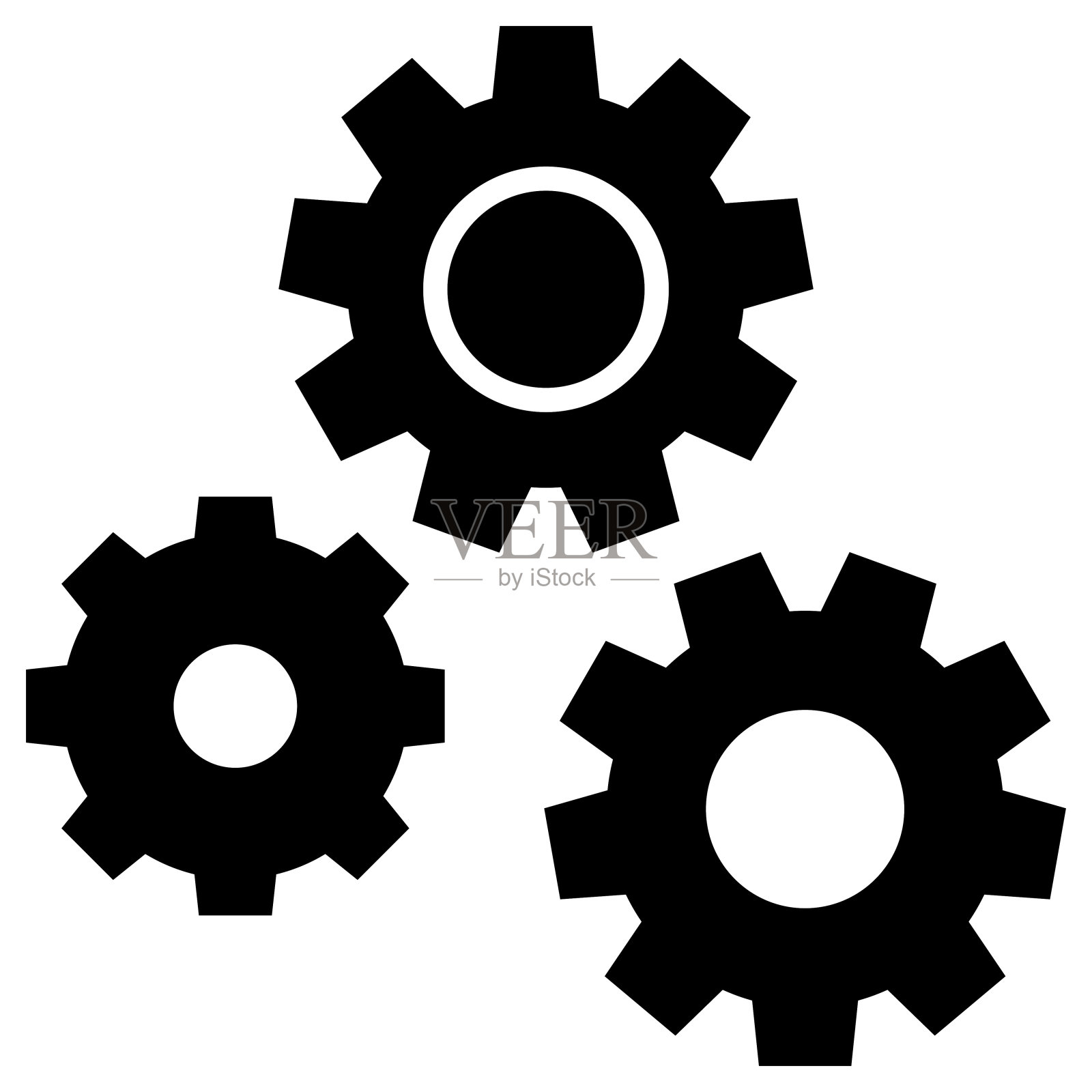 齿轮的黑色图标插画图片素材