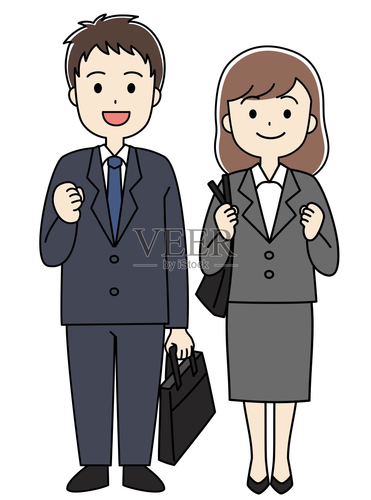 一对穿着西装的年轻男女的插图插画图片素材