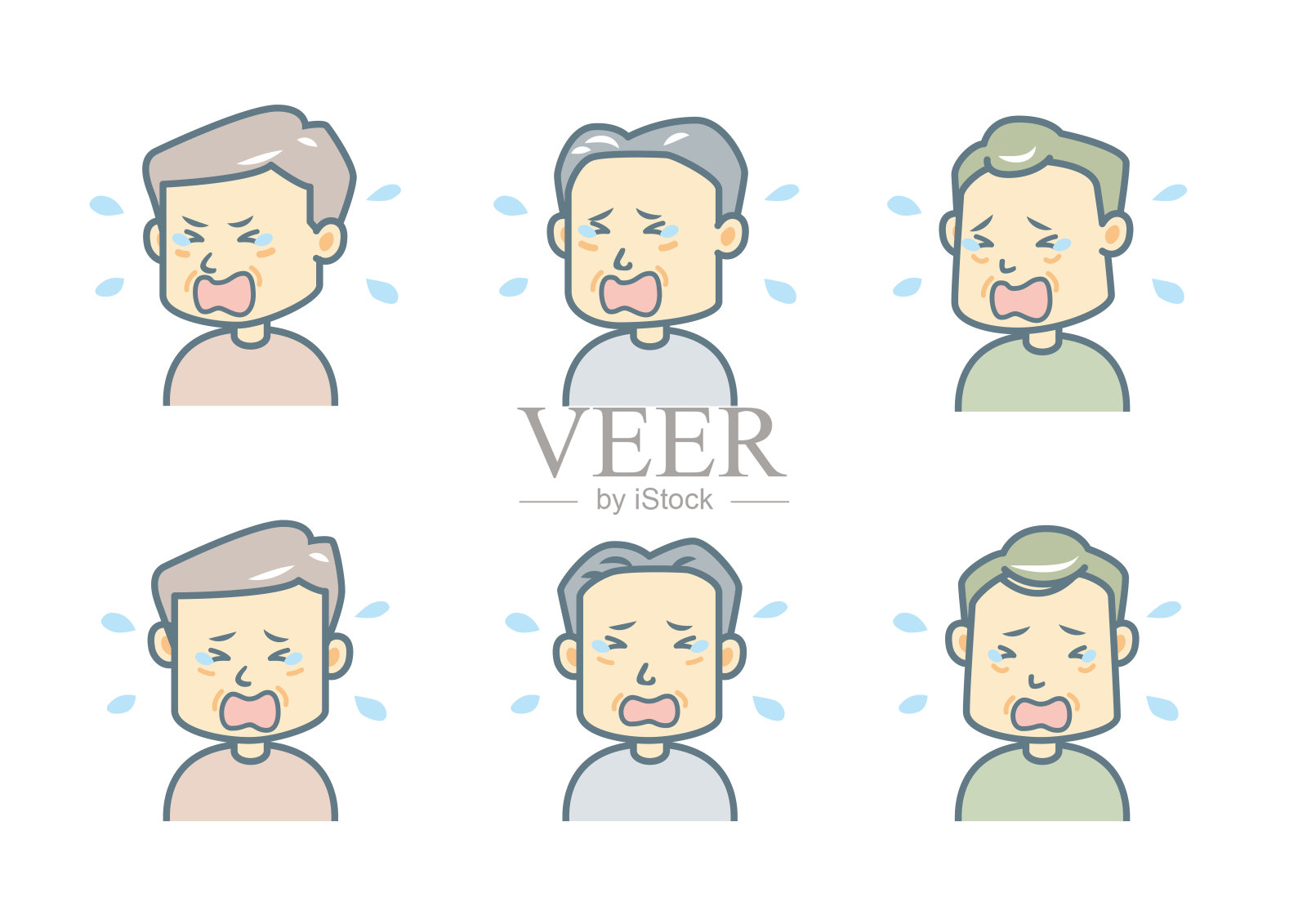 简单的面部表情插图集插画图片素材