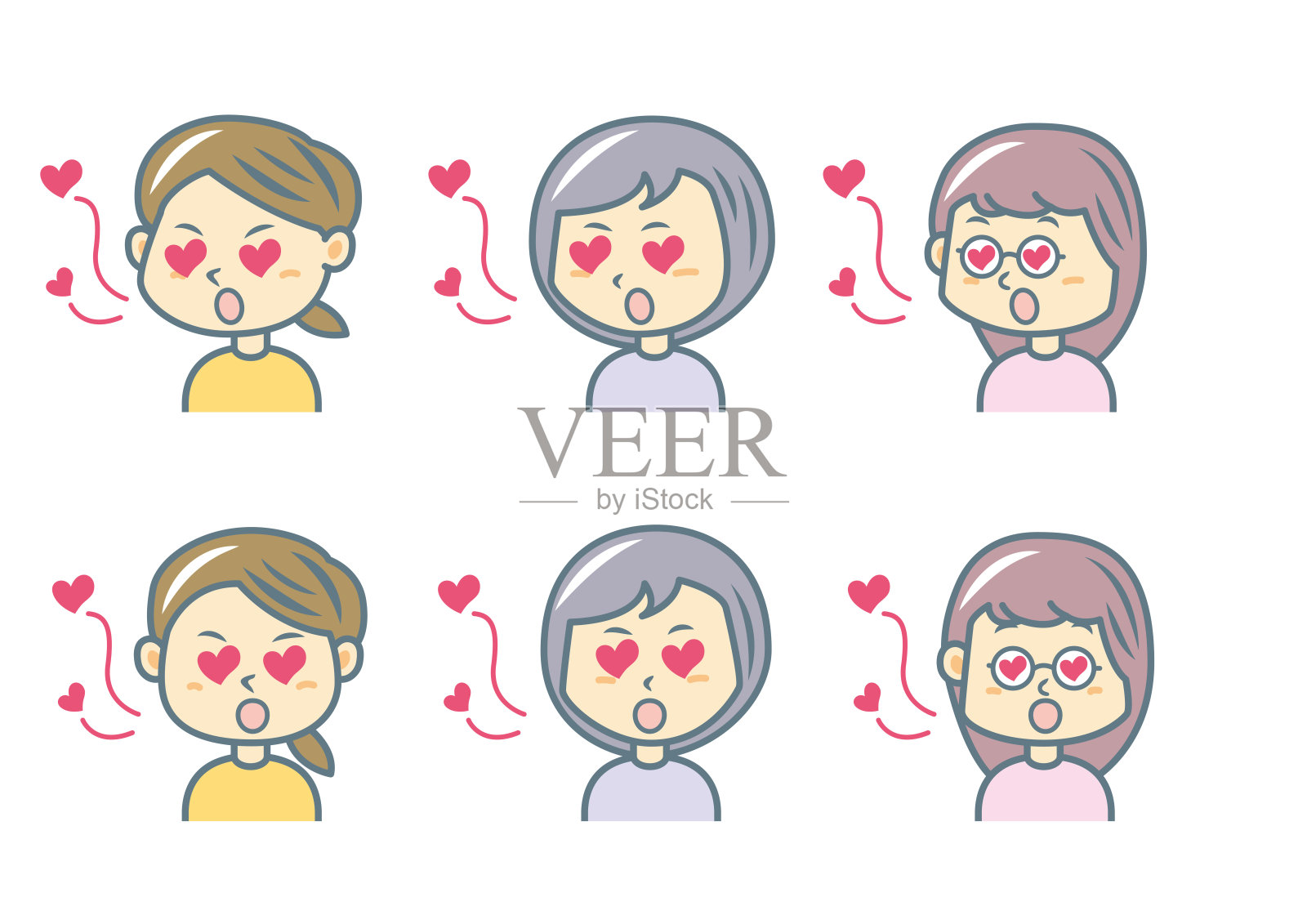 简单的面部表情插图集插画图片素材