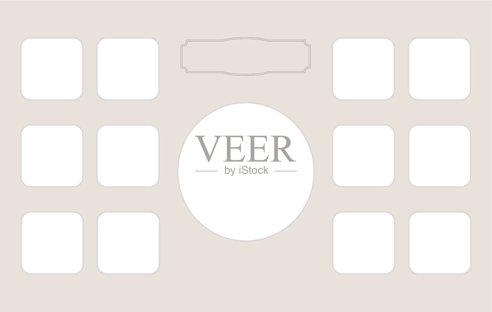 一套12个方形相框和圆圈与文字的地方。生日日历，海报，节日横幅，一年级拼贴画。空白模板拼贴画和设计。矢量模型。EPS10。插画图片素材