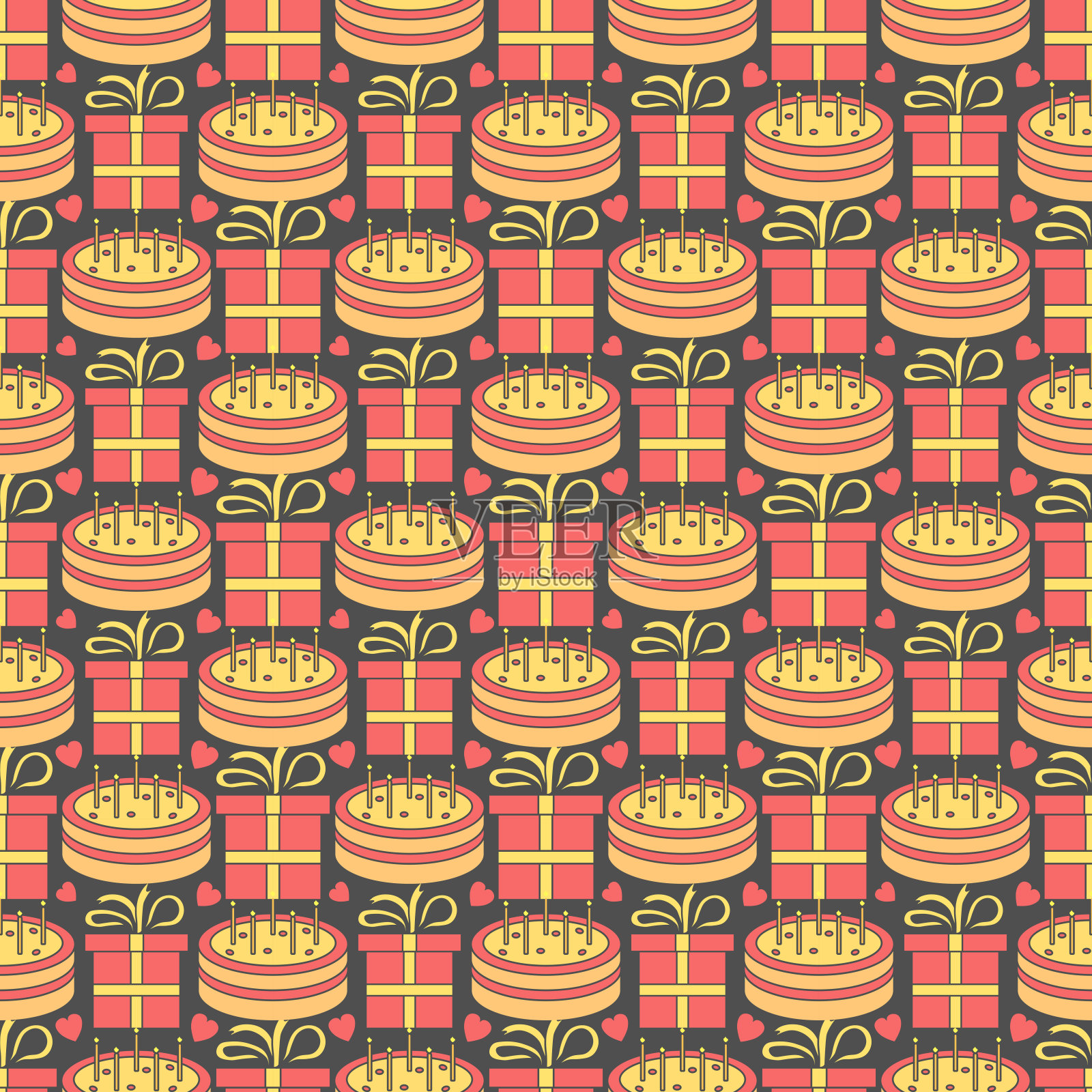 祝你生日快乐。无缝生日背景插画图片素材