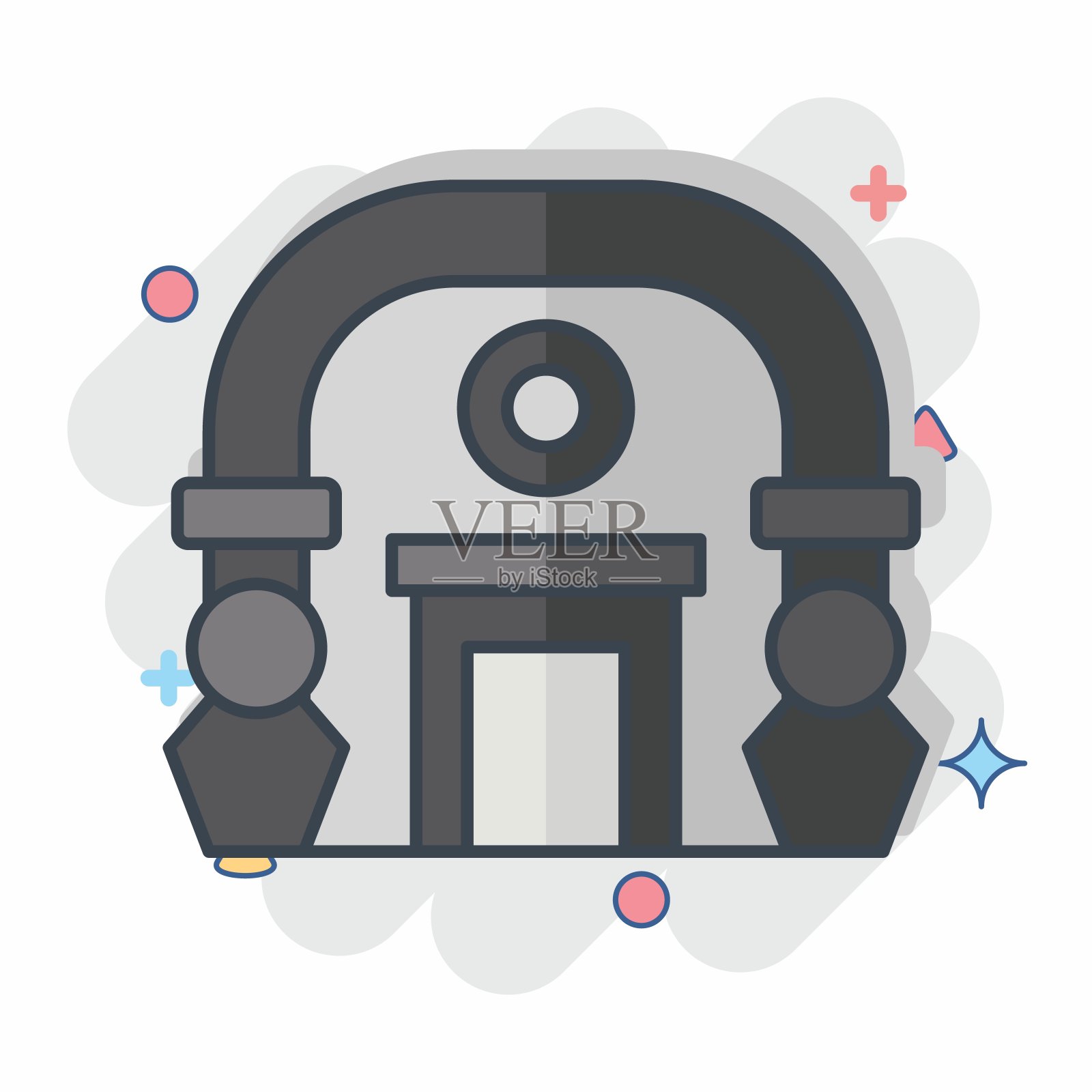 图标博物馆。与城市标志有关。漫画风格。简单的设计说明插画图片素材