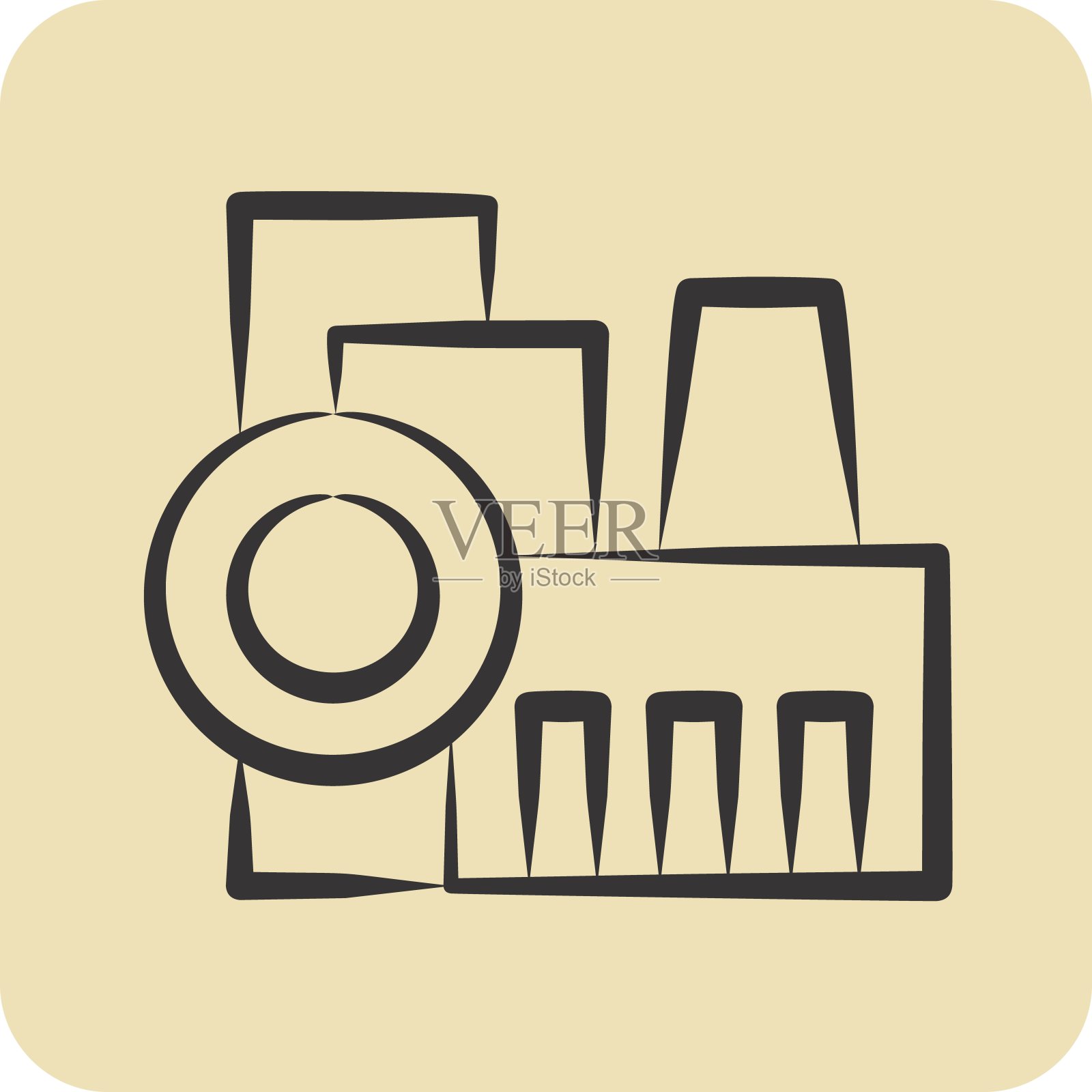 图标的工厂。与城市标志有关。手绘风格。简单的设计说明插画图片素材