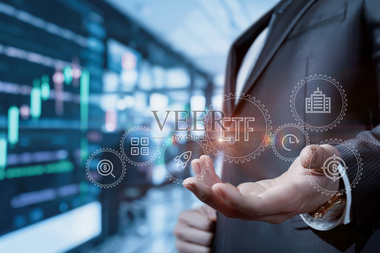 ETF基金投资机制的概念。照片摄影图片