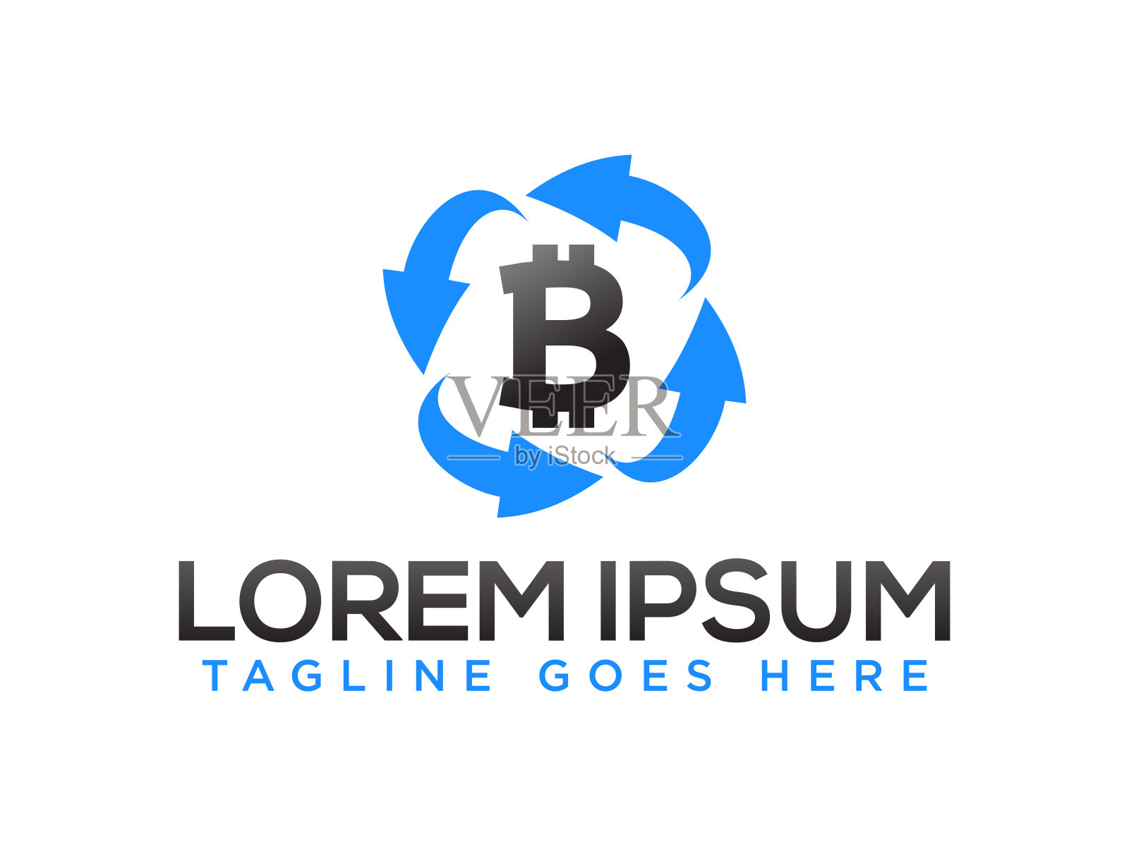 与加密货币交易和交换相关的符号设计。比特币服务的符号设计插画图片素材