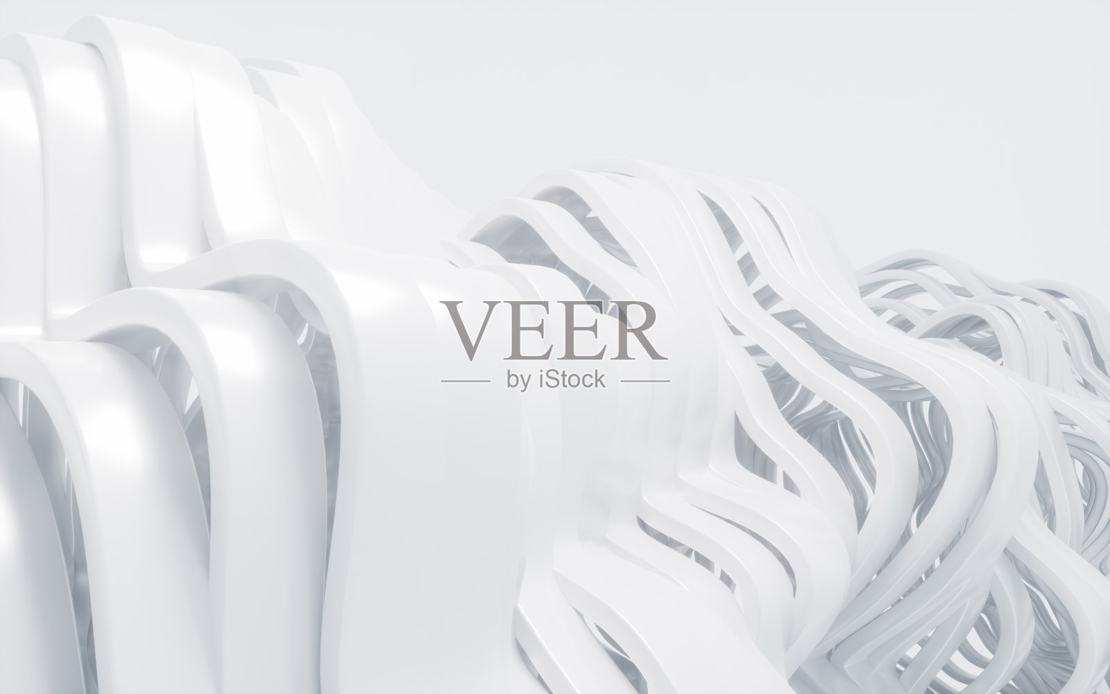 抽象白色曲线背景，3d渲染。照片摄影图片