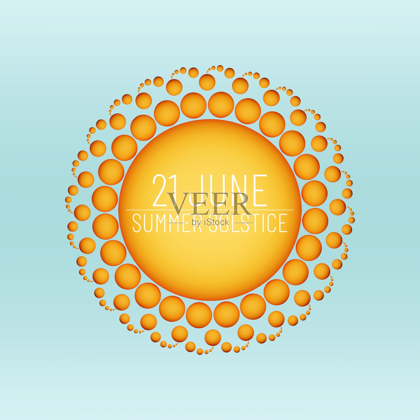 太阳插图与文字6月21日夏至在蓝色背景。节日的概念。模板的背景，横幅，卡片，海报与文字铭文。3D插图，渲染。照片摄影图片
