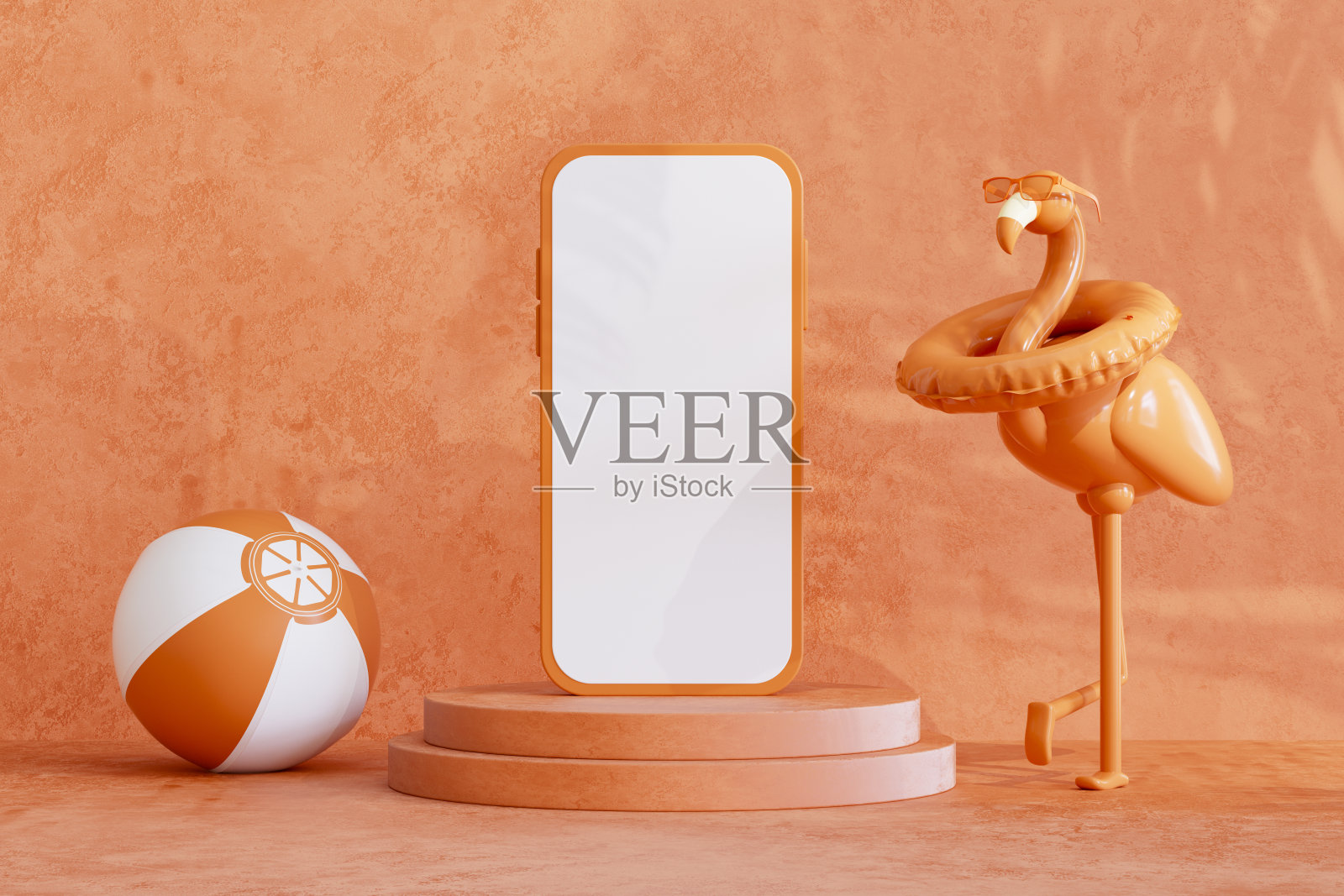 黑屏手机和夏日沙滩度假旅游背景照片摄影图片