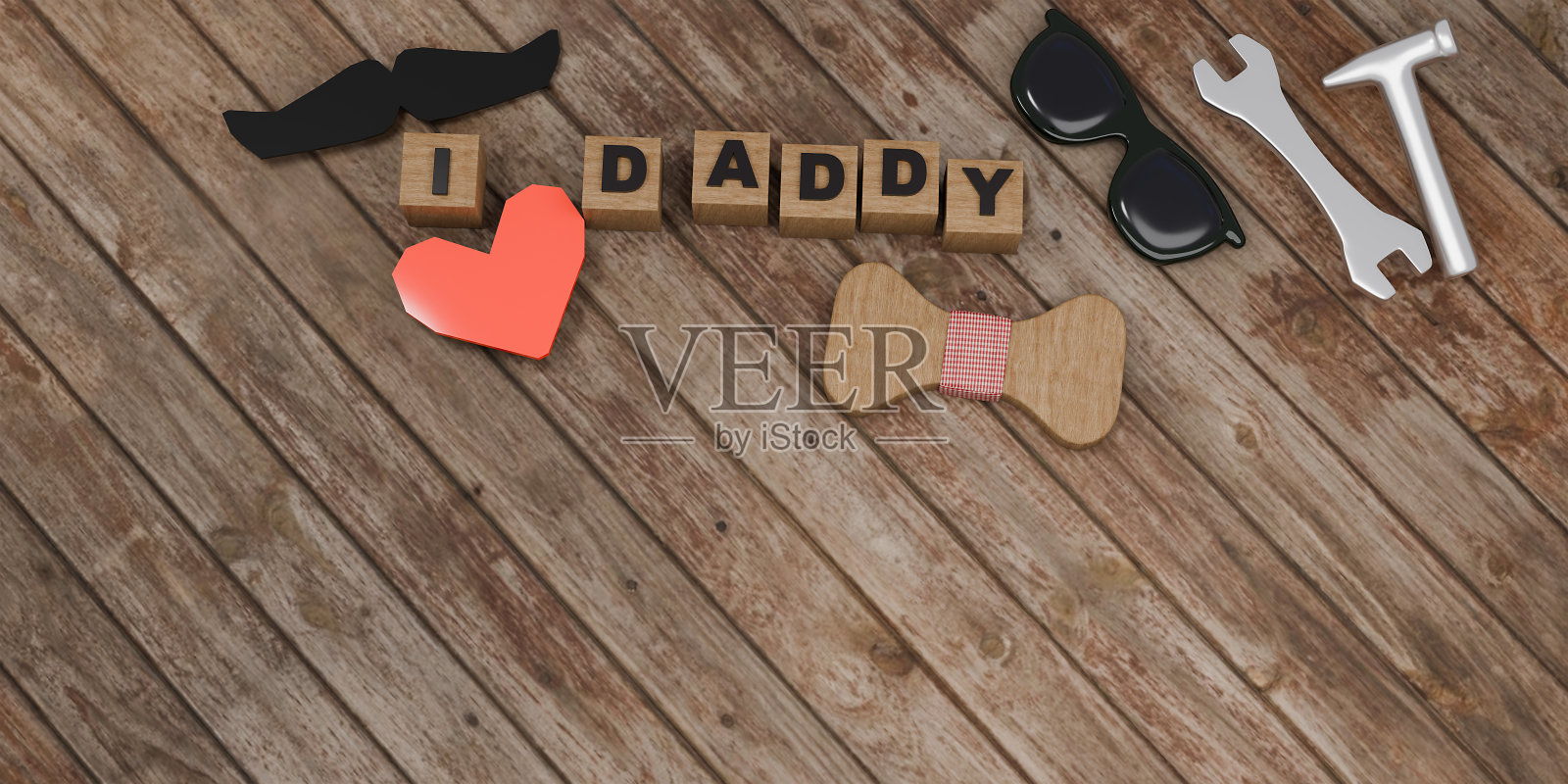 祝父亲节快乐3d贺卡。3 d渲染。照片摄影图片